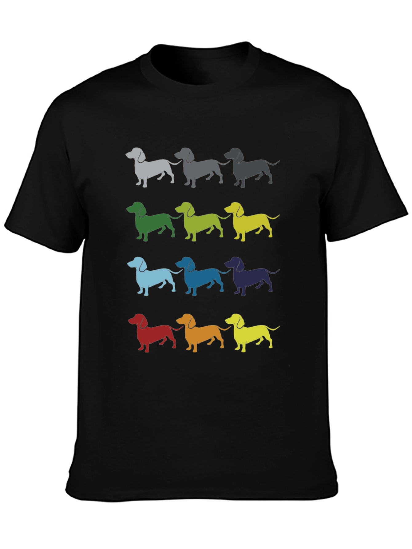 Dachshund Pattern Mens Black T-Shirt