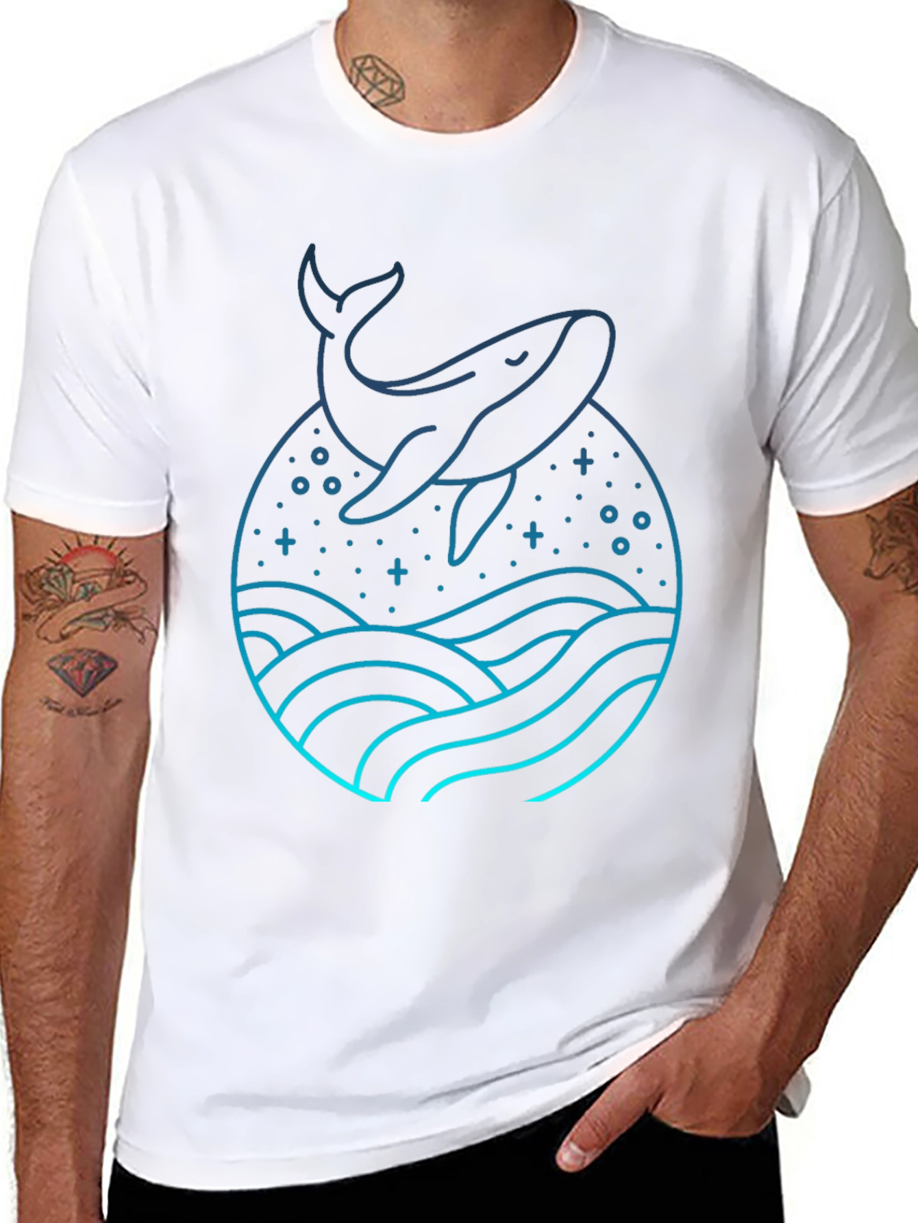 Whale Graphic Tee - Black Cotton Blend