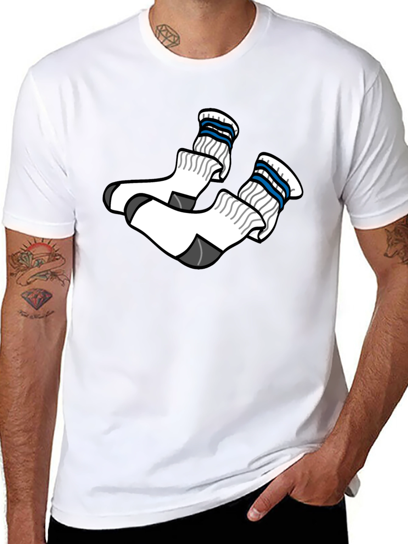 Novelty Socks Graphic T-Shirt - Casual Wear