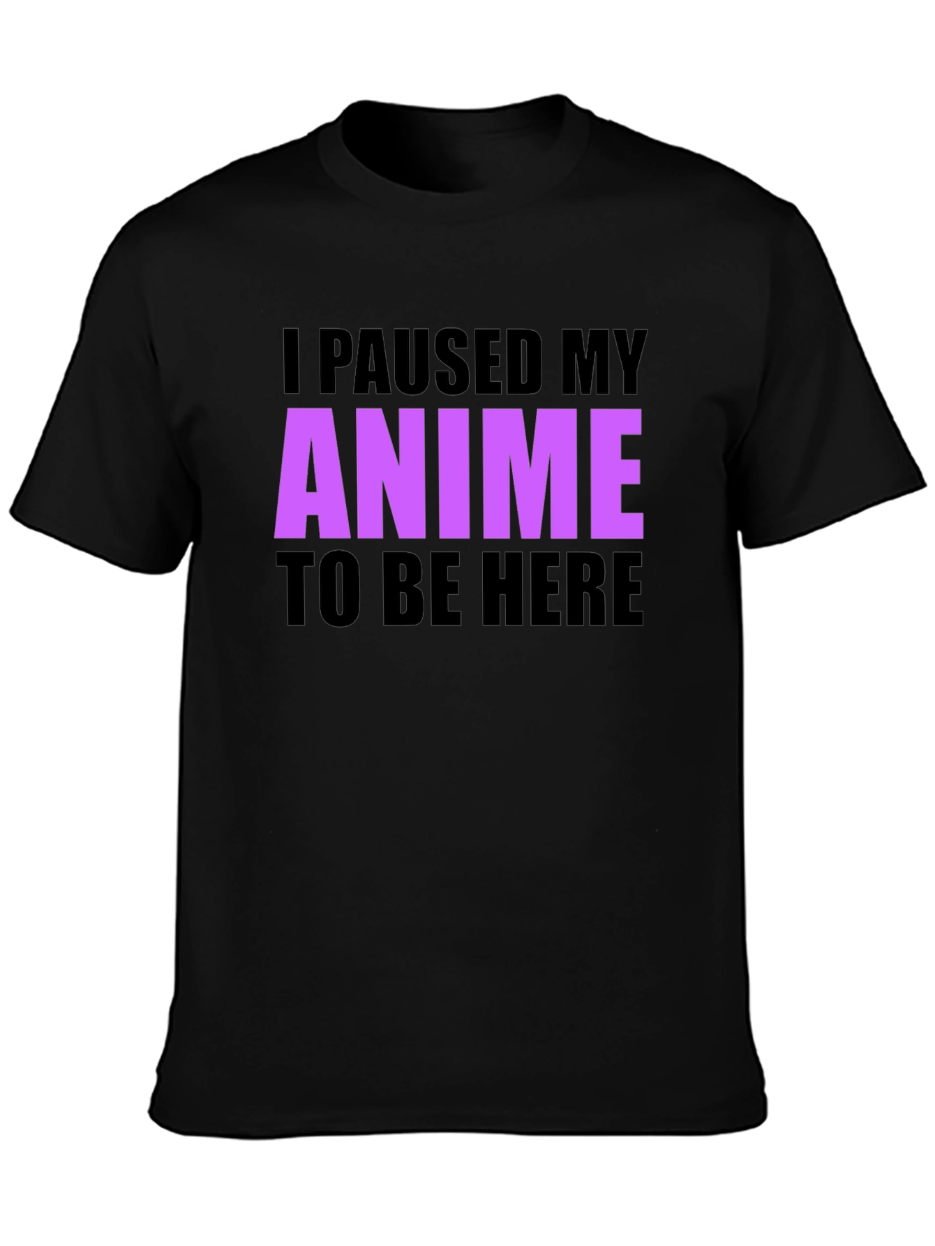 Anime Paused Graphic T-Shirt - Casual Crew Neck Tee