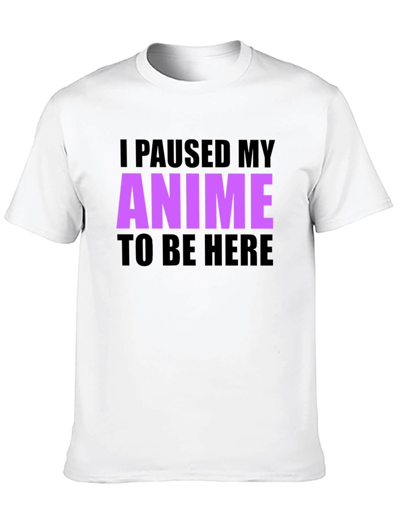 Anime Paused Graphic T-Shirt - Casual Crew Neck Tee