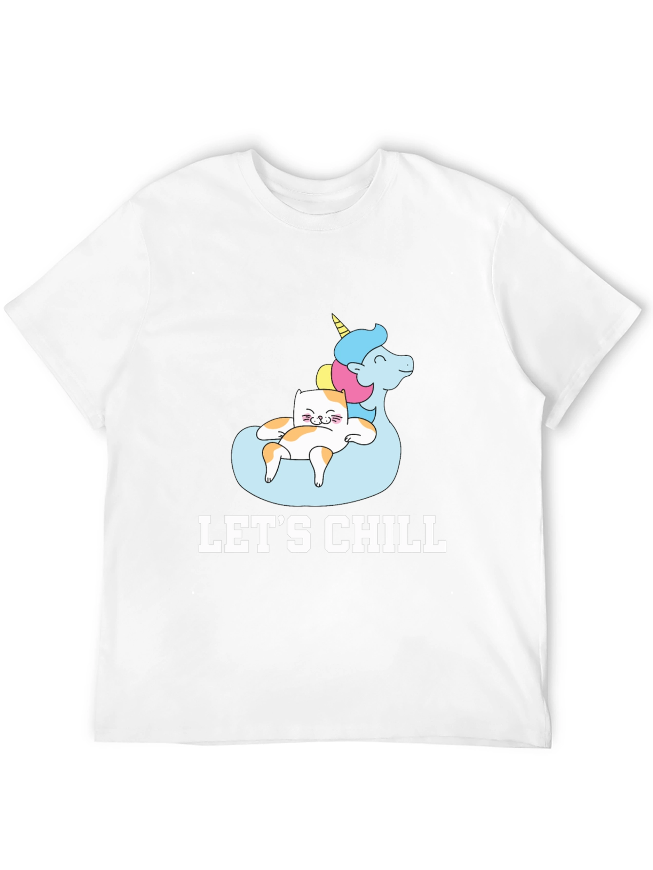 Lets Chill Cat Unicorn Black T-Shirt