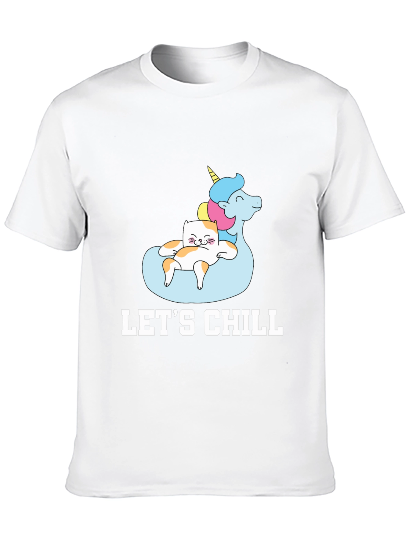 Lets Chill Cat Unicorn Black T-Shirt
