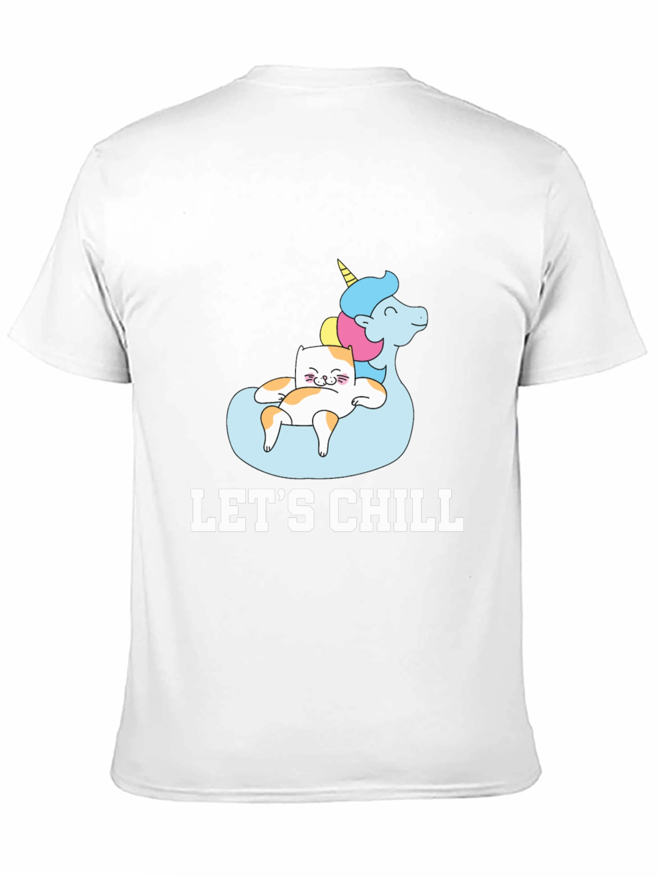 Lets Chill Cat Unicorn Black T-Shirt