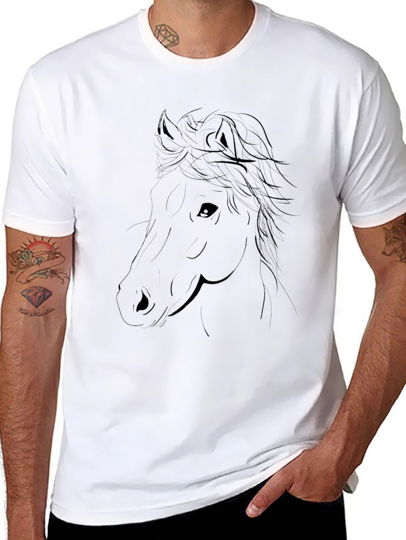 Black Horse Graphic Tee - Modern Style