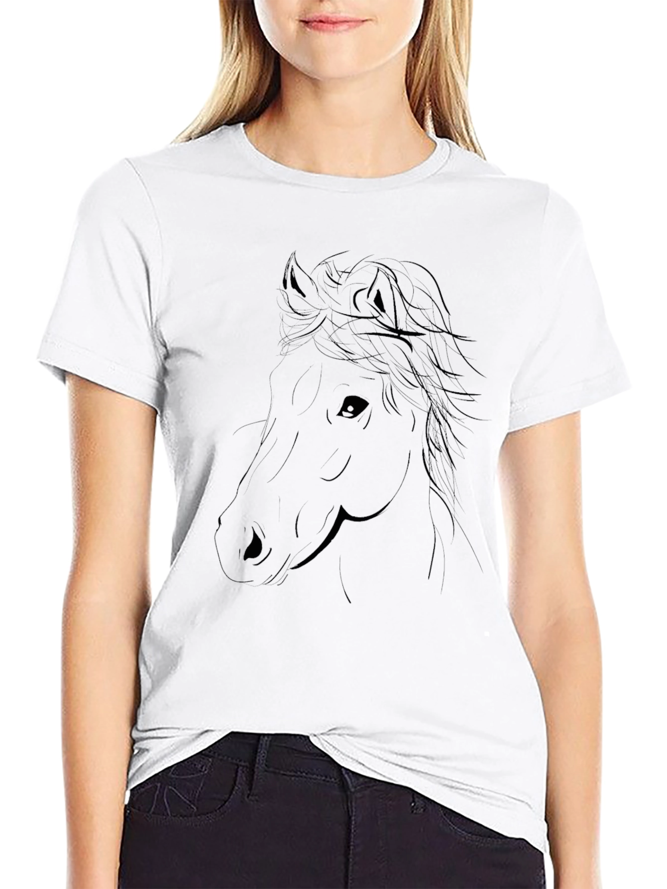 Black Horse Graphic Tee - Modern Style
