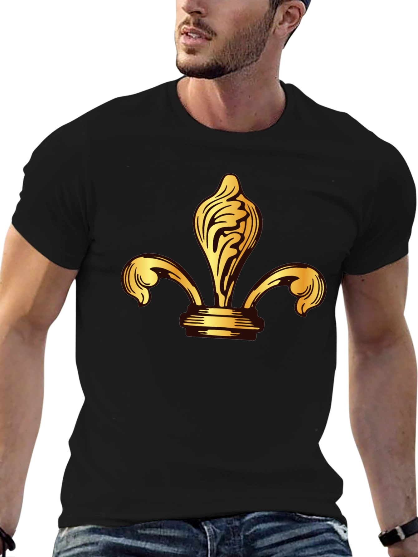 Golden Fleur-de-lis Black T-Shirt