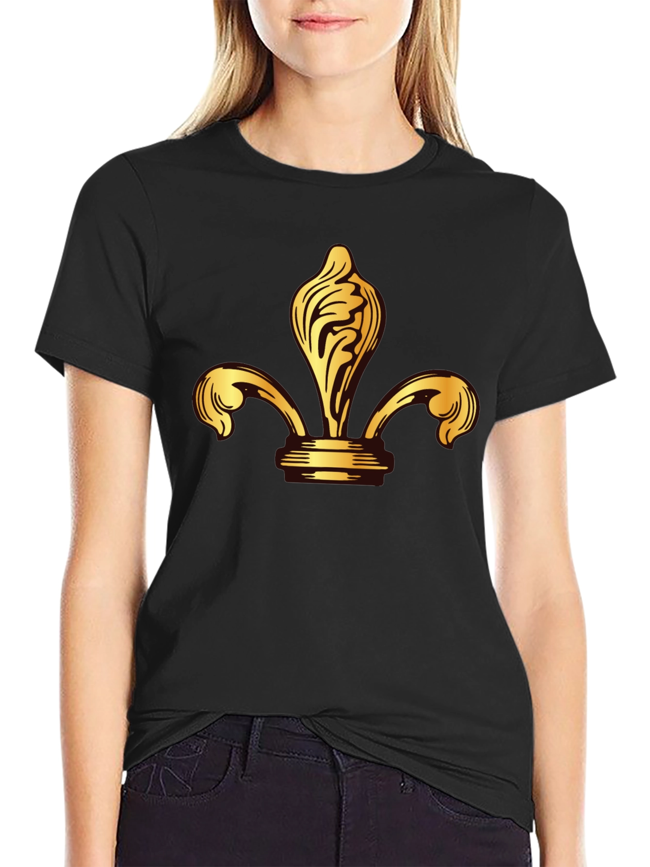 Golden Fleur-de-lis Black T-Shirt