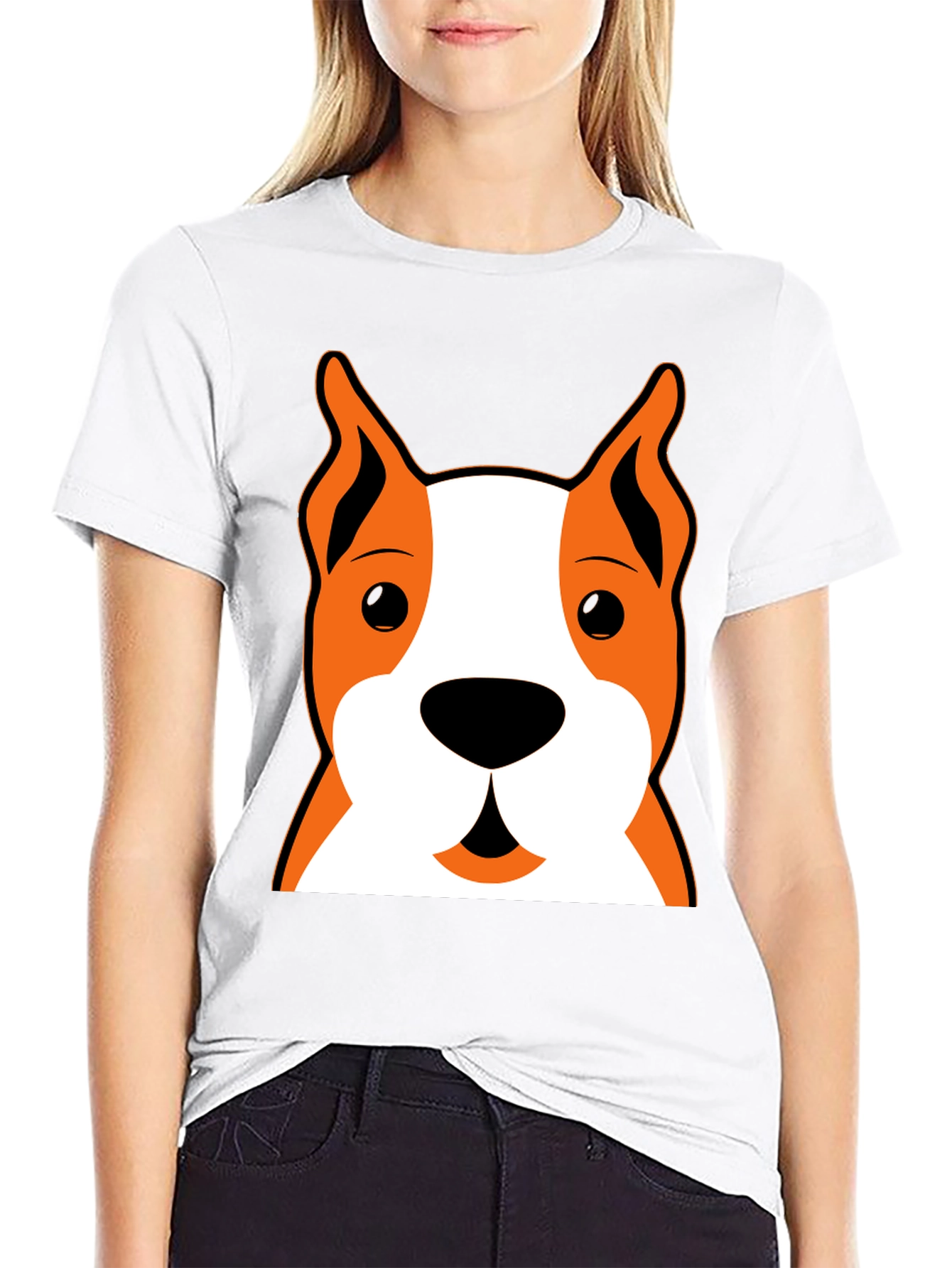Dog Face Graphic Black T-Shirt