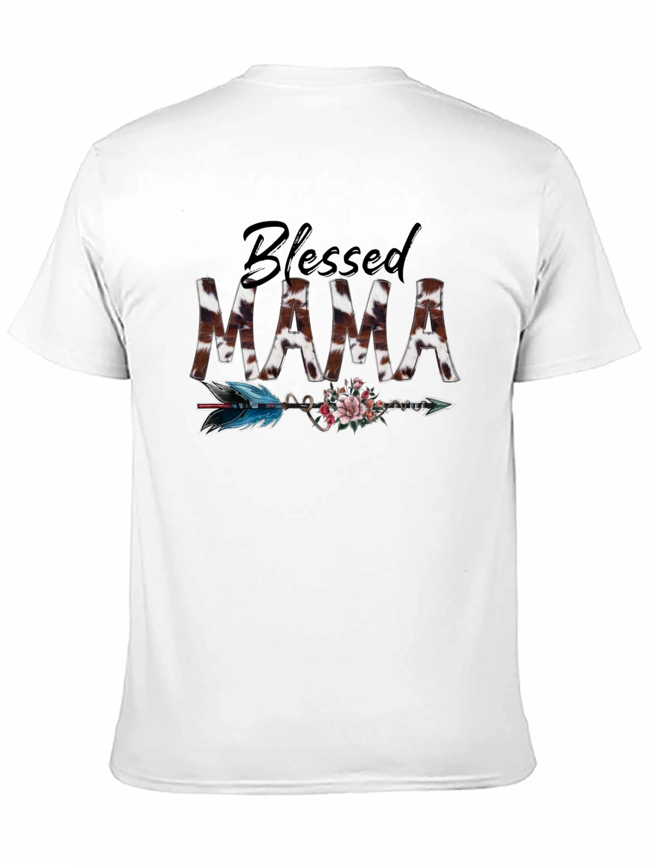 Blessed Mama Cow Print Arrow T-Shirt