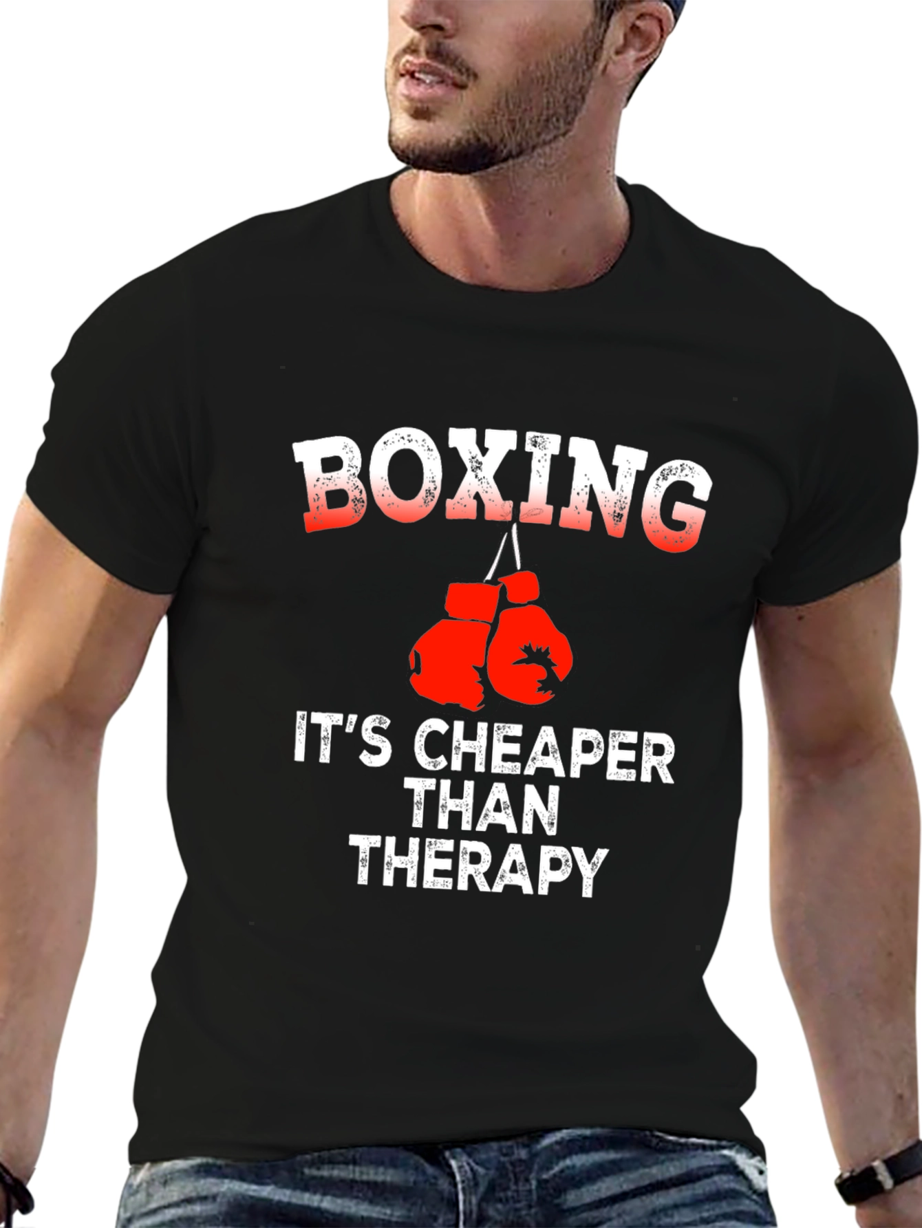 Boxing is Cheaper Than Therapy Graphic T-Shirt