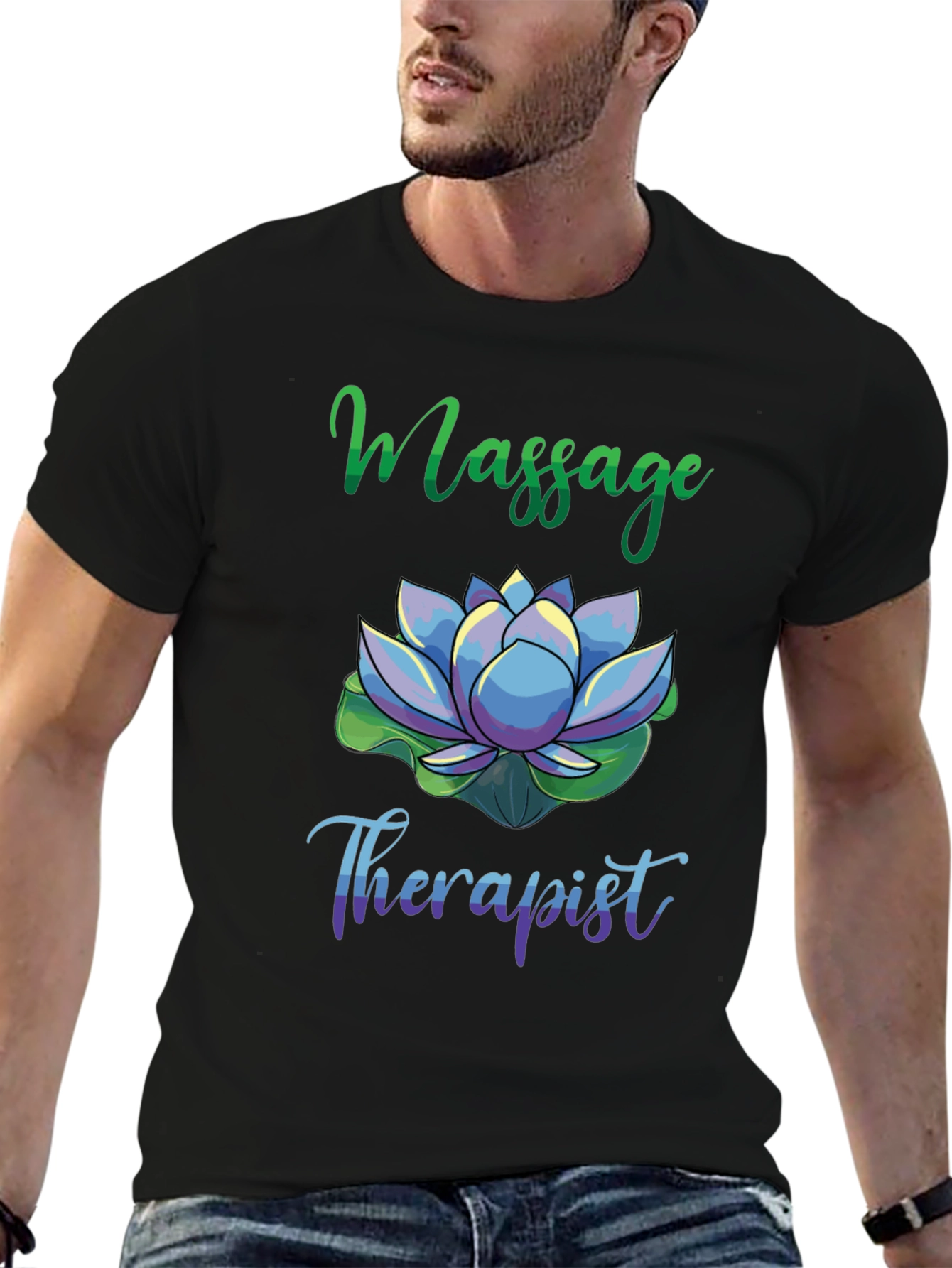 Massage Therapist Lotus Flower Graphic T-Shirt
