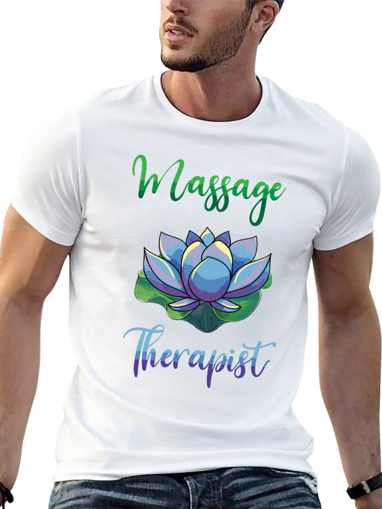 Massage Therapist Lotus Flower Graphic T-Shirt