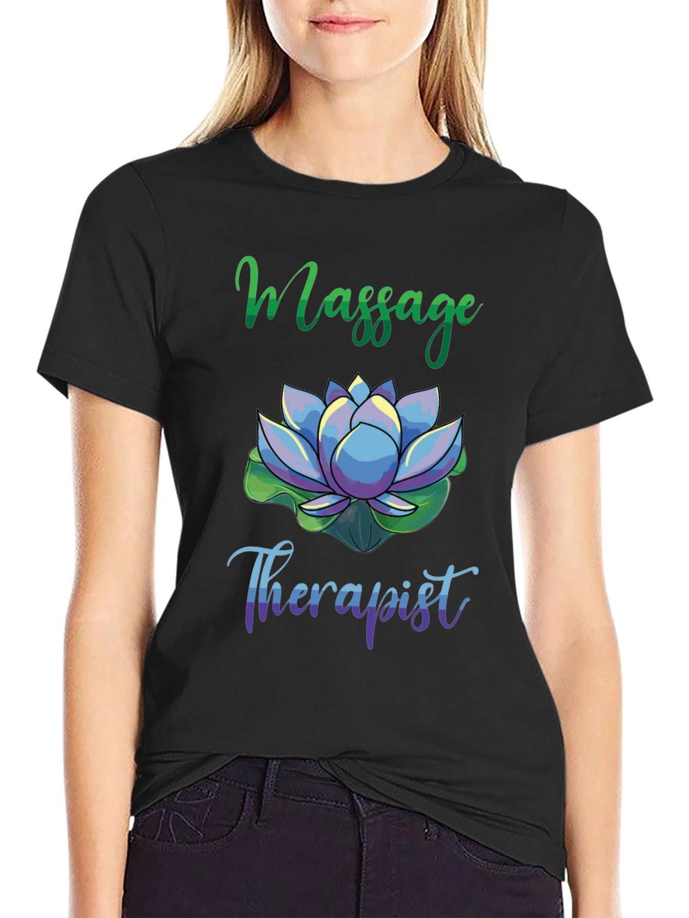 Massage Therapist Lotus Flower Graphic T-Shirt