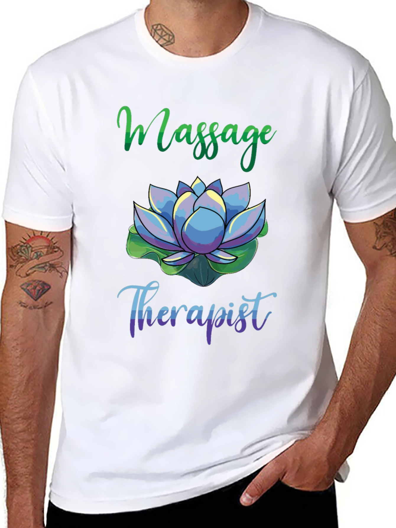 Massage Therapist Lotus Flower Graphic T-Shirt