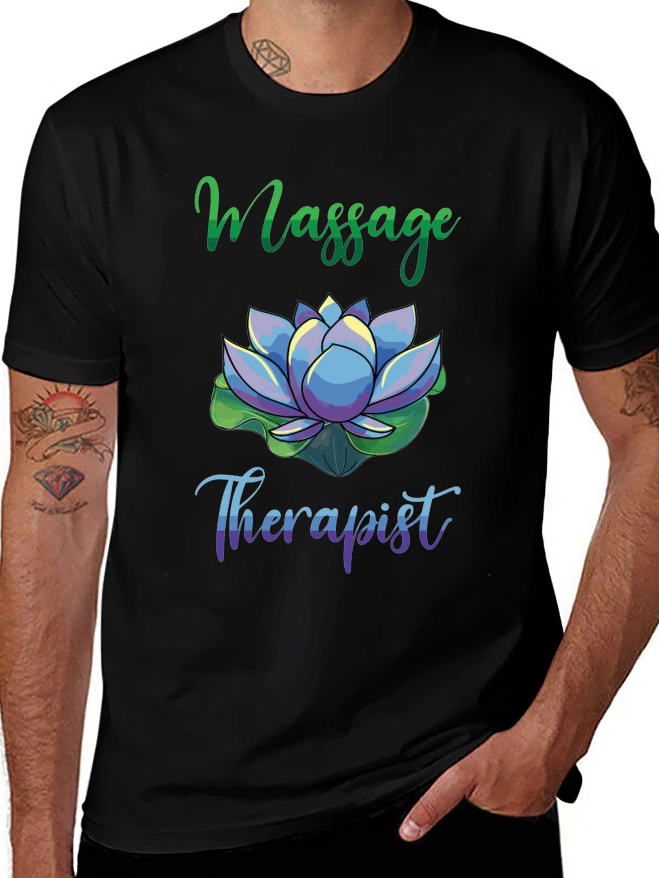 Massage Therapist Lotus Flower Graphic T-Shirt