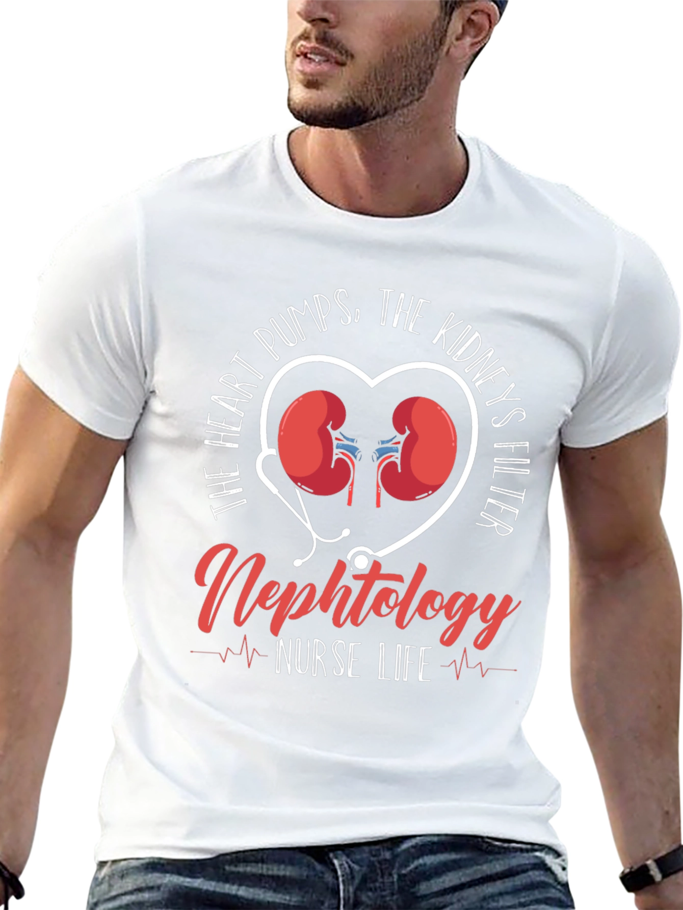 Nephrology Nurse Life T-Shirt - Heart & Kidney Design