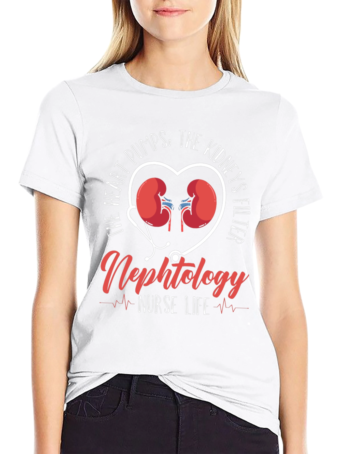 Nephrology Nurse Life T-Shirt - Heart & Kidney Design