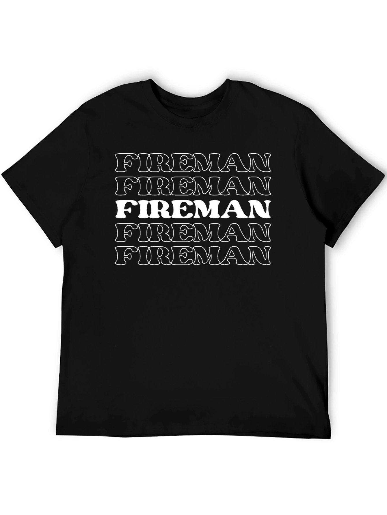 Fireman Text Graphic Black T-Shirt