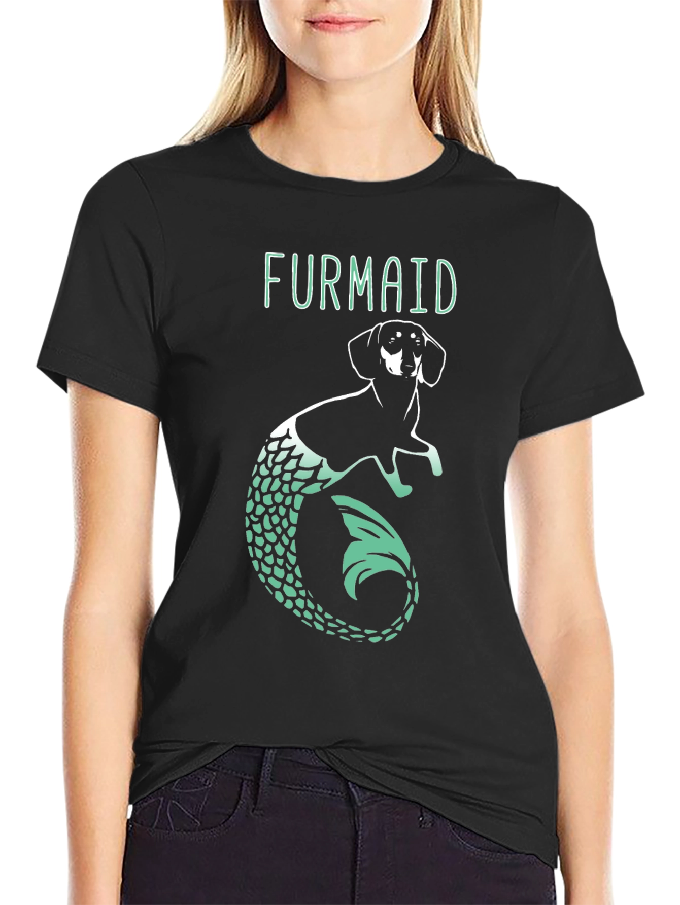 Furmaid Dog Mermaid Graphic Tee - Black