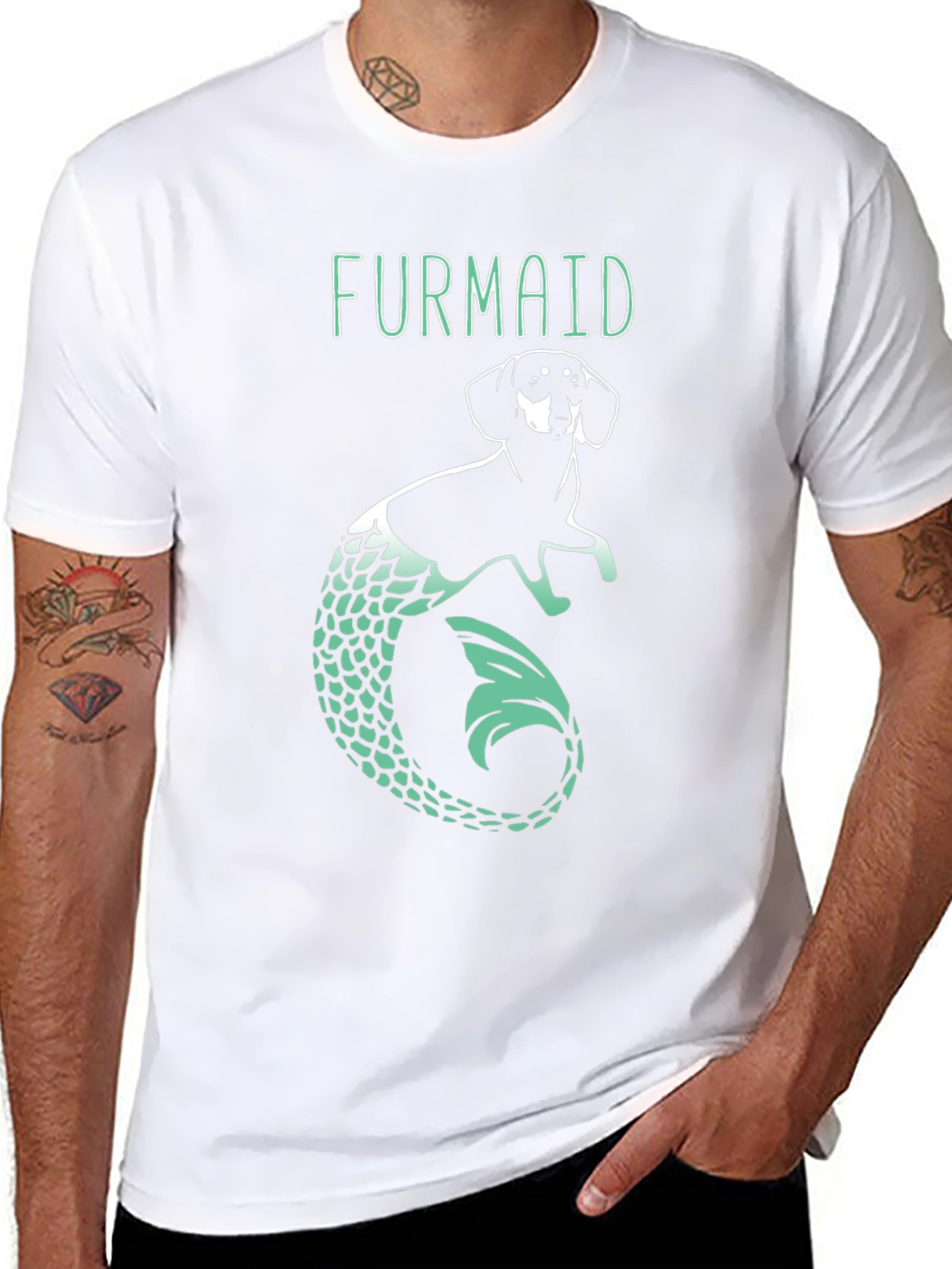 Furmaid Dog Mermaid Graphic Tee - Black