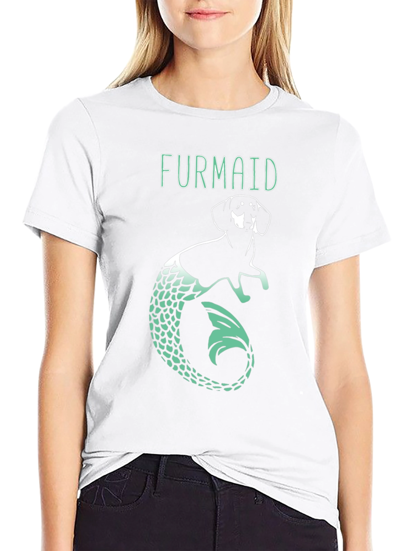 Furmaid Dog Mermaid Graphic Tee - Black