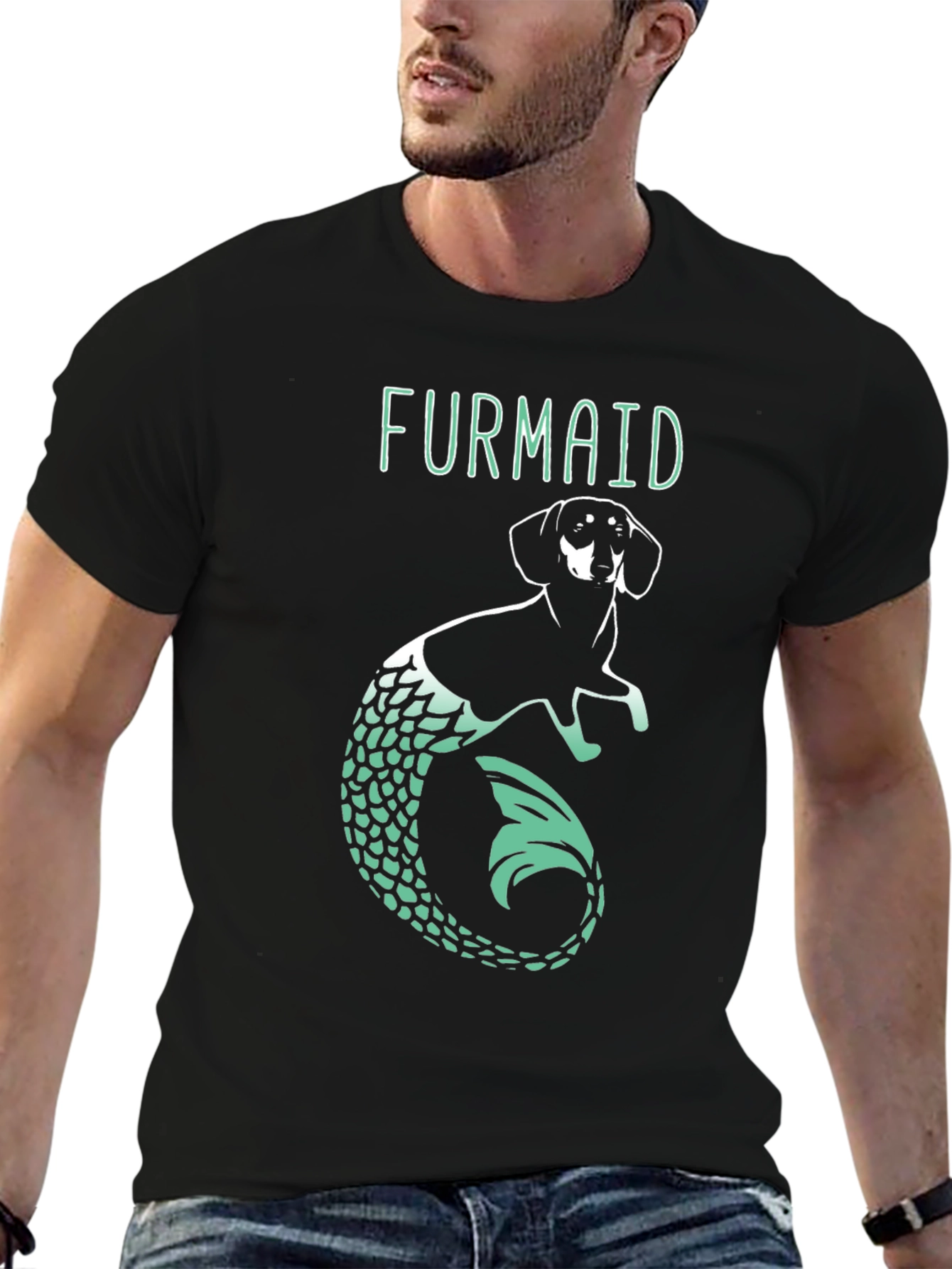 Furmaid Dog Mermaid Graphic Tee - Black