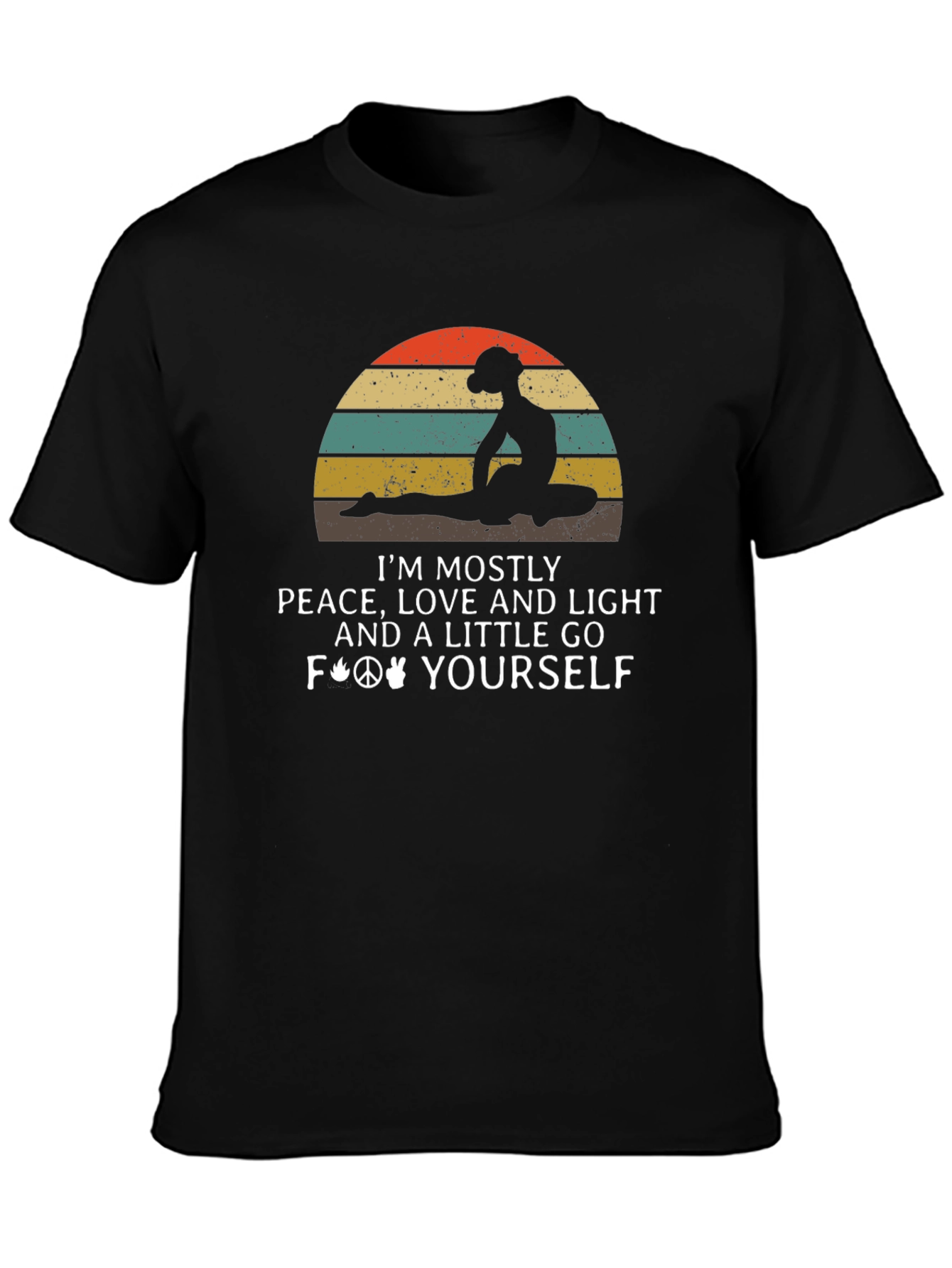 Peace Love Yoga Black Graphic T-Shirt