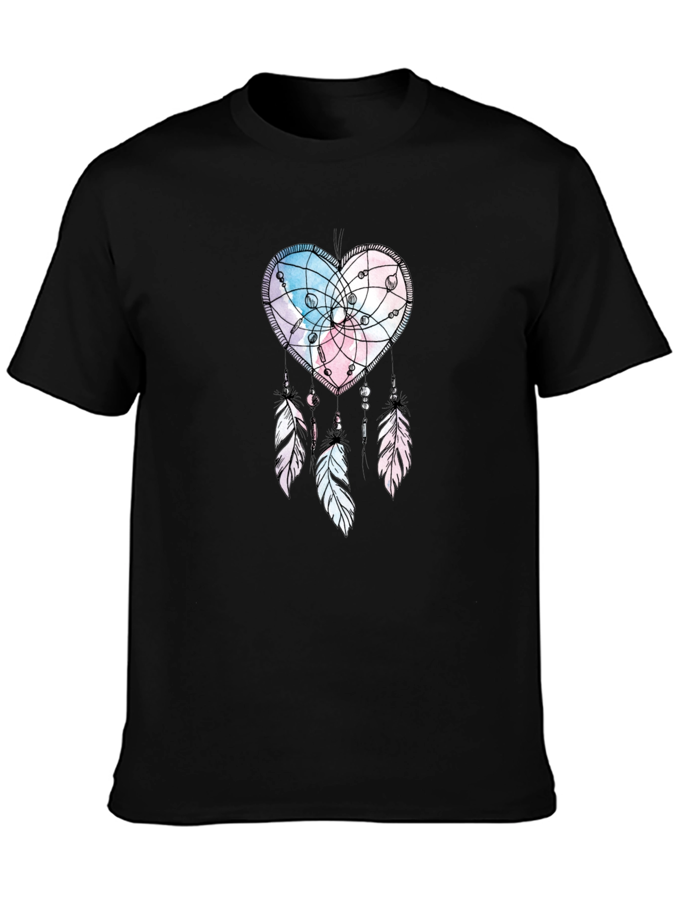 Heart Dreamcatcher Graphic Print T-Shirt - Stylish Tee