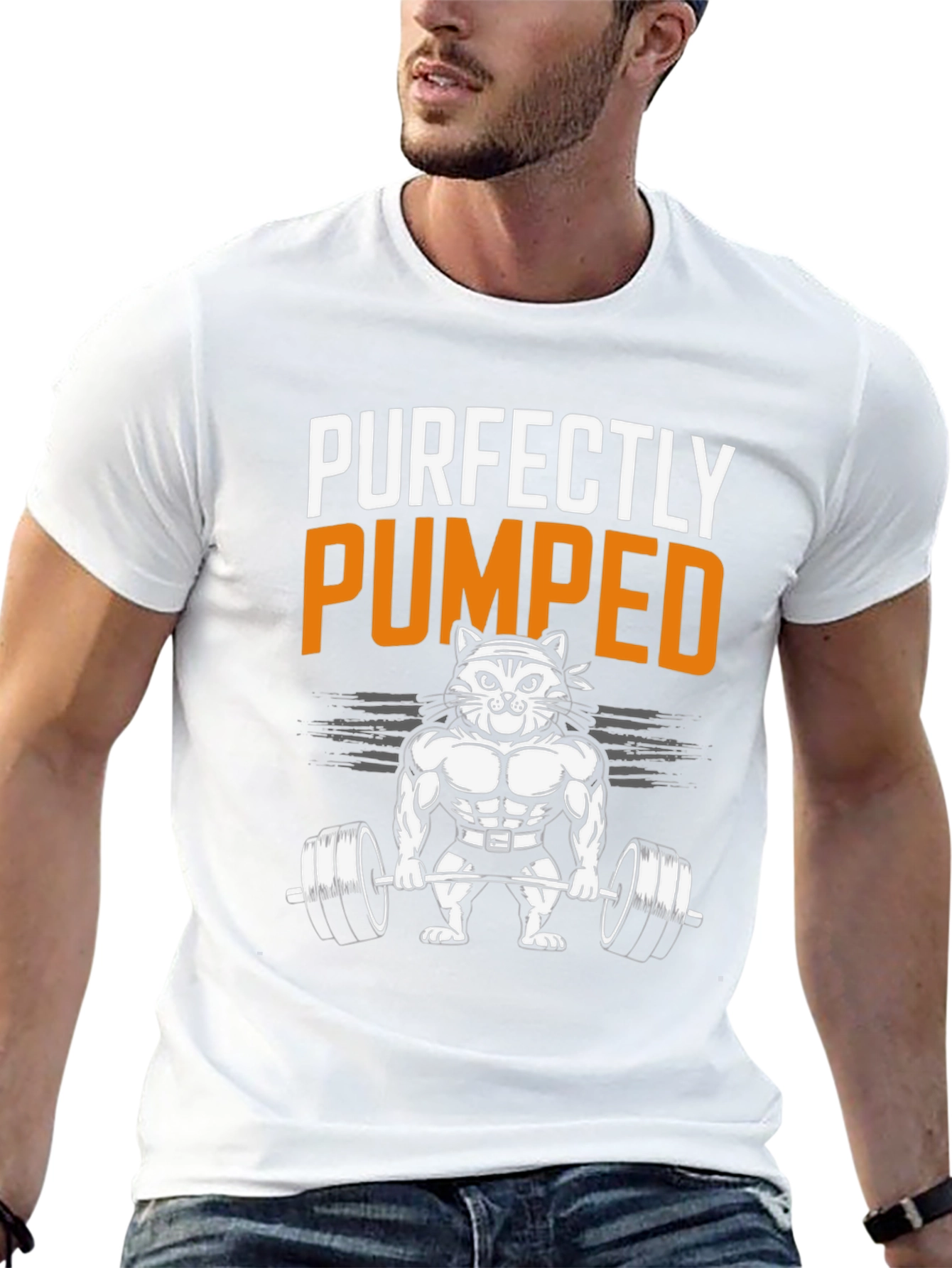 Purrfectly Pumped Cat Gym T-Shirt