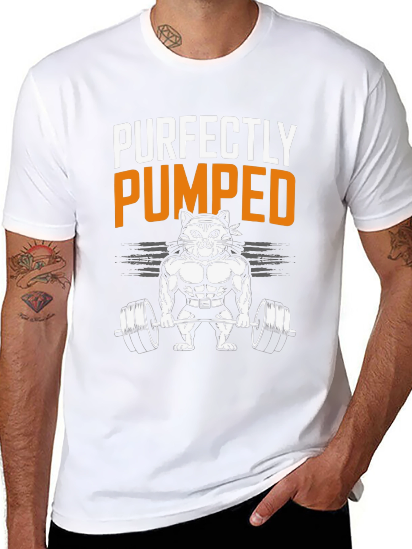 Purrfectly Pumped Cat Gym T-Shirt