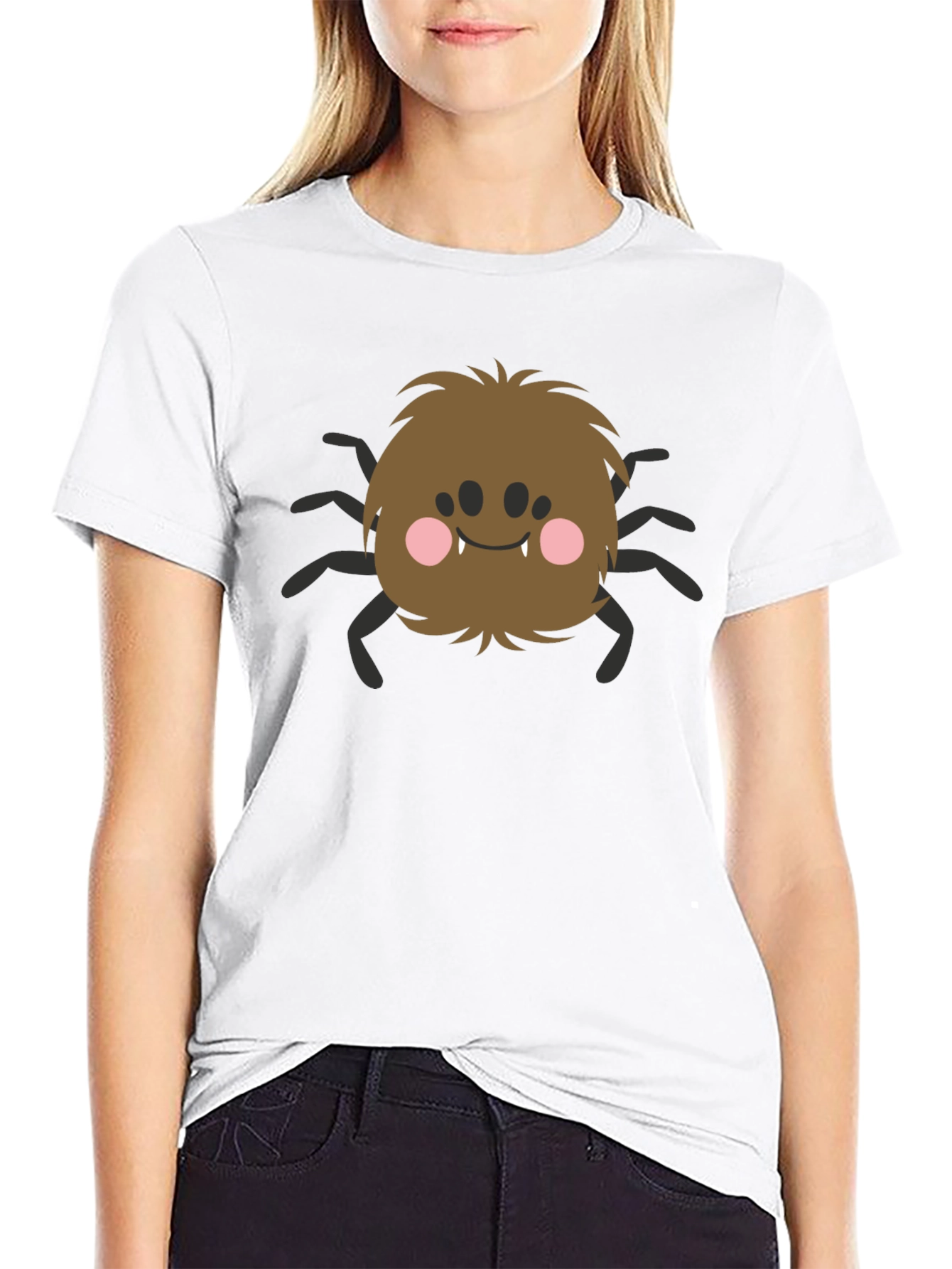 Cute Cartoon Spider Graphic Tee - Soft Black T-Shirt