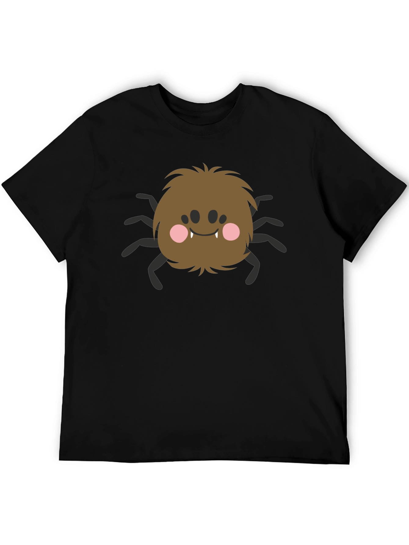 Cute Cartoon Spider Graphic Tee - Soft Black T-Shirt