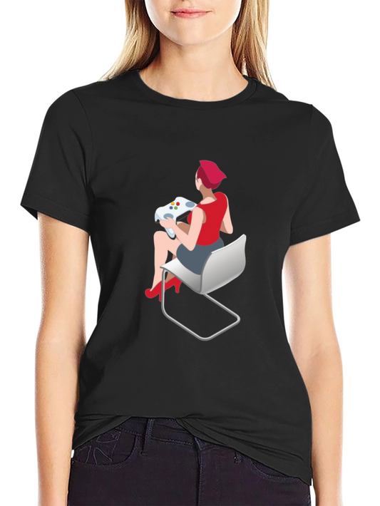 Gamer Girl Graphic Tee - Black Cotton T-Shirt