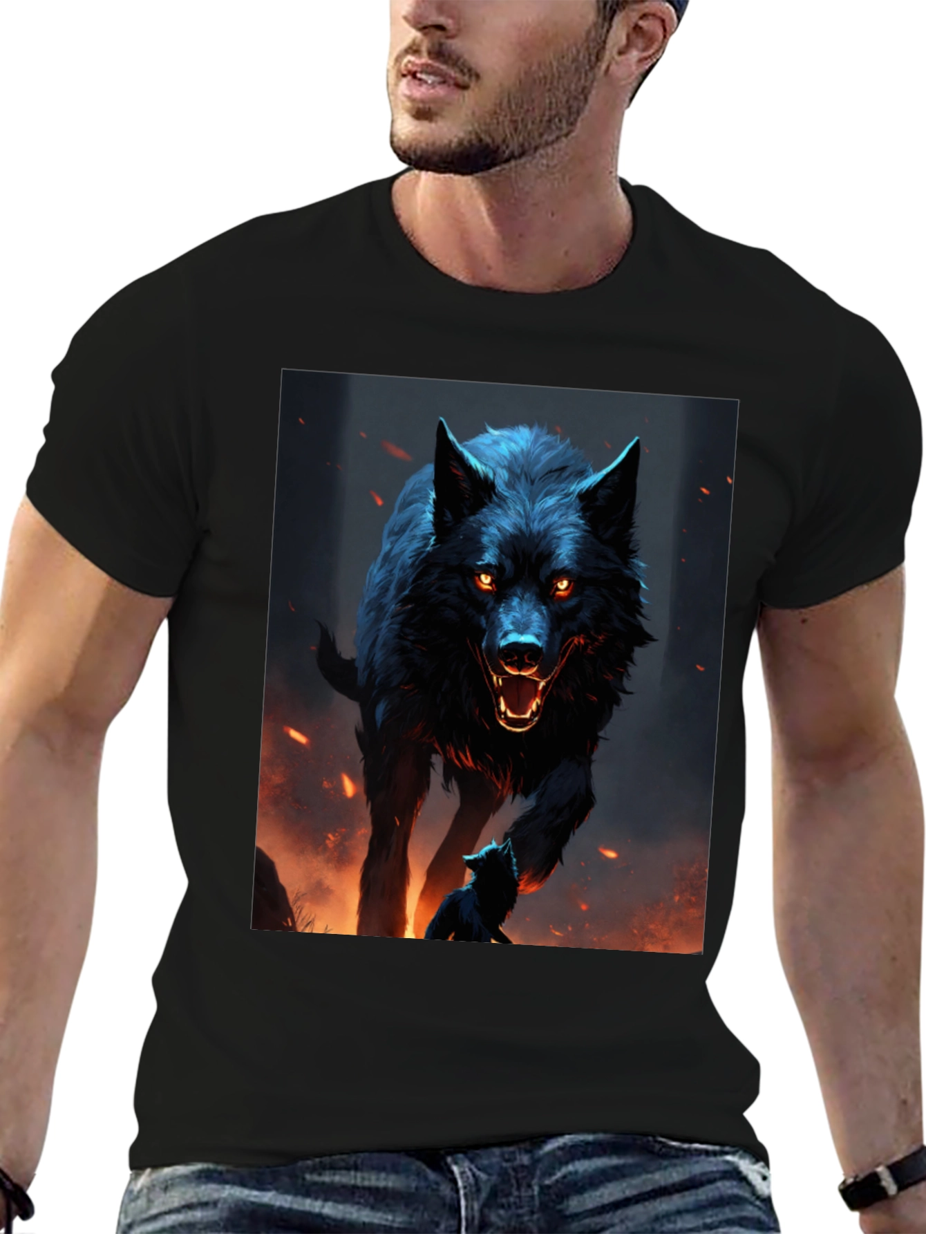Wolf Graphic Black T-Shirt - Mens Fashion Tee