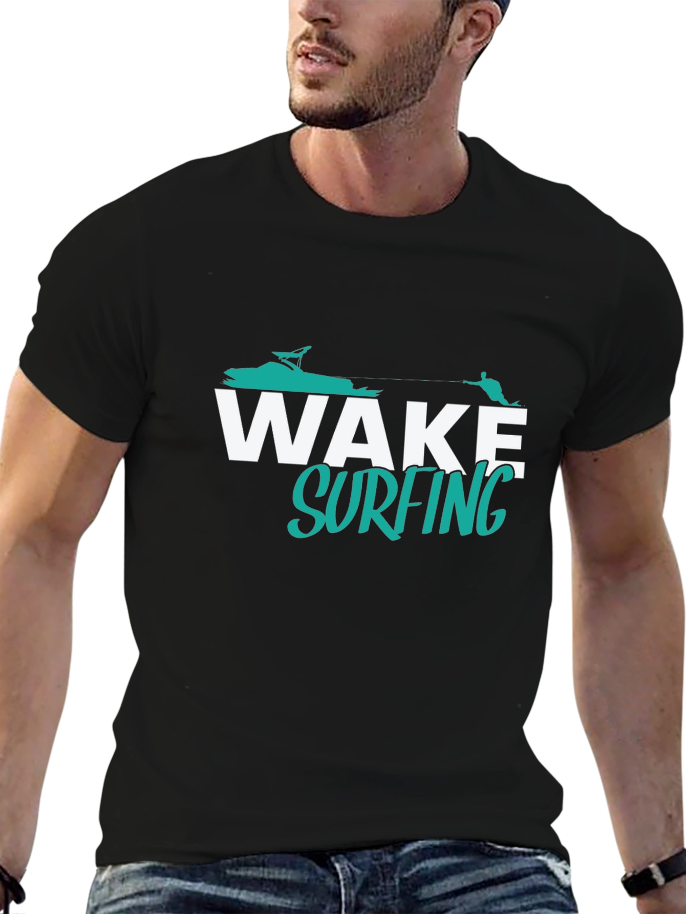 Wake Surfing Graphic T-Shirt - Black