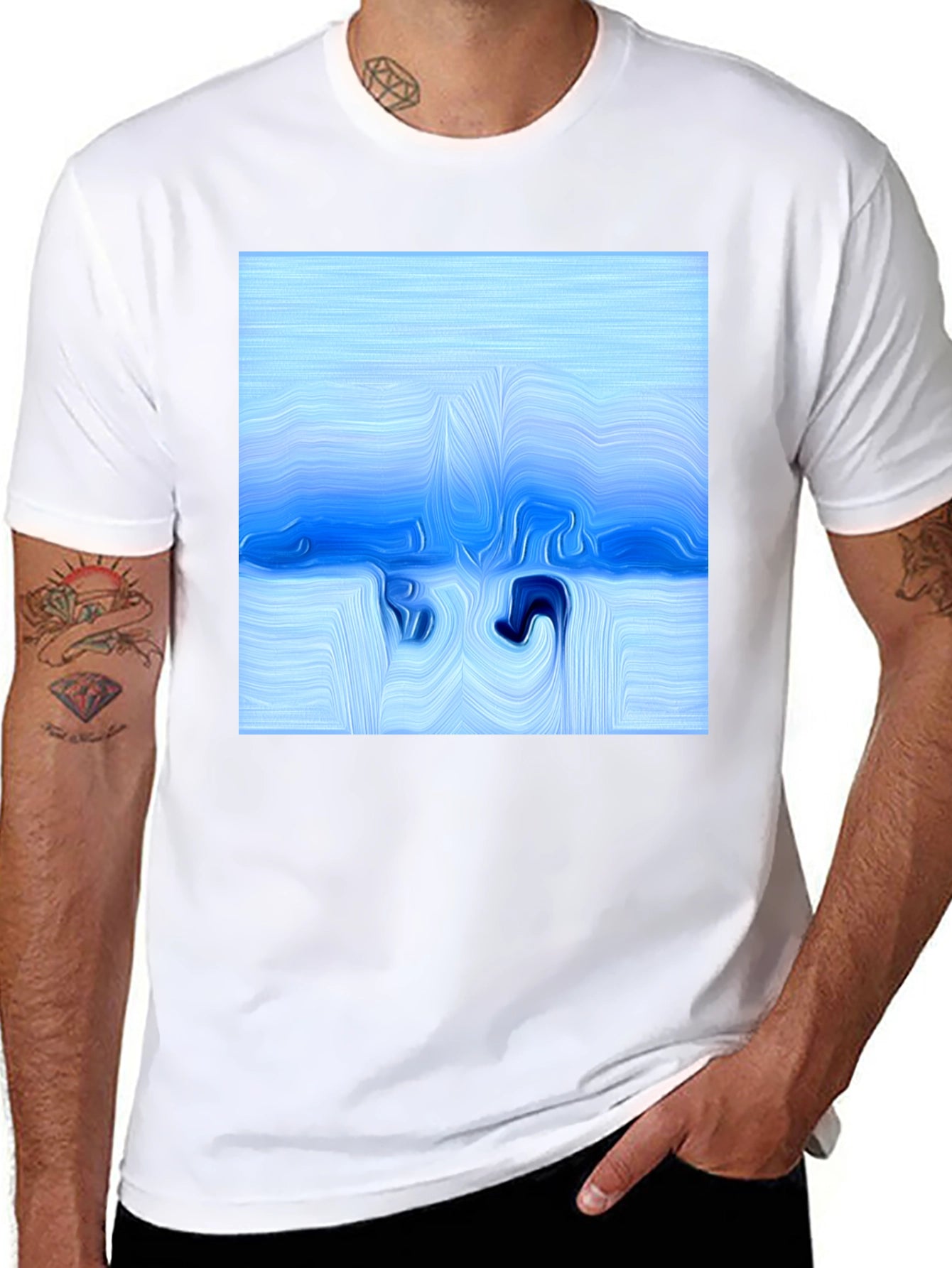 Abstract Blue Fluid Art T-Shirt