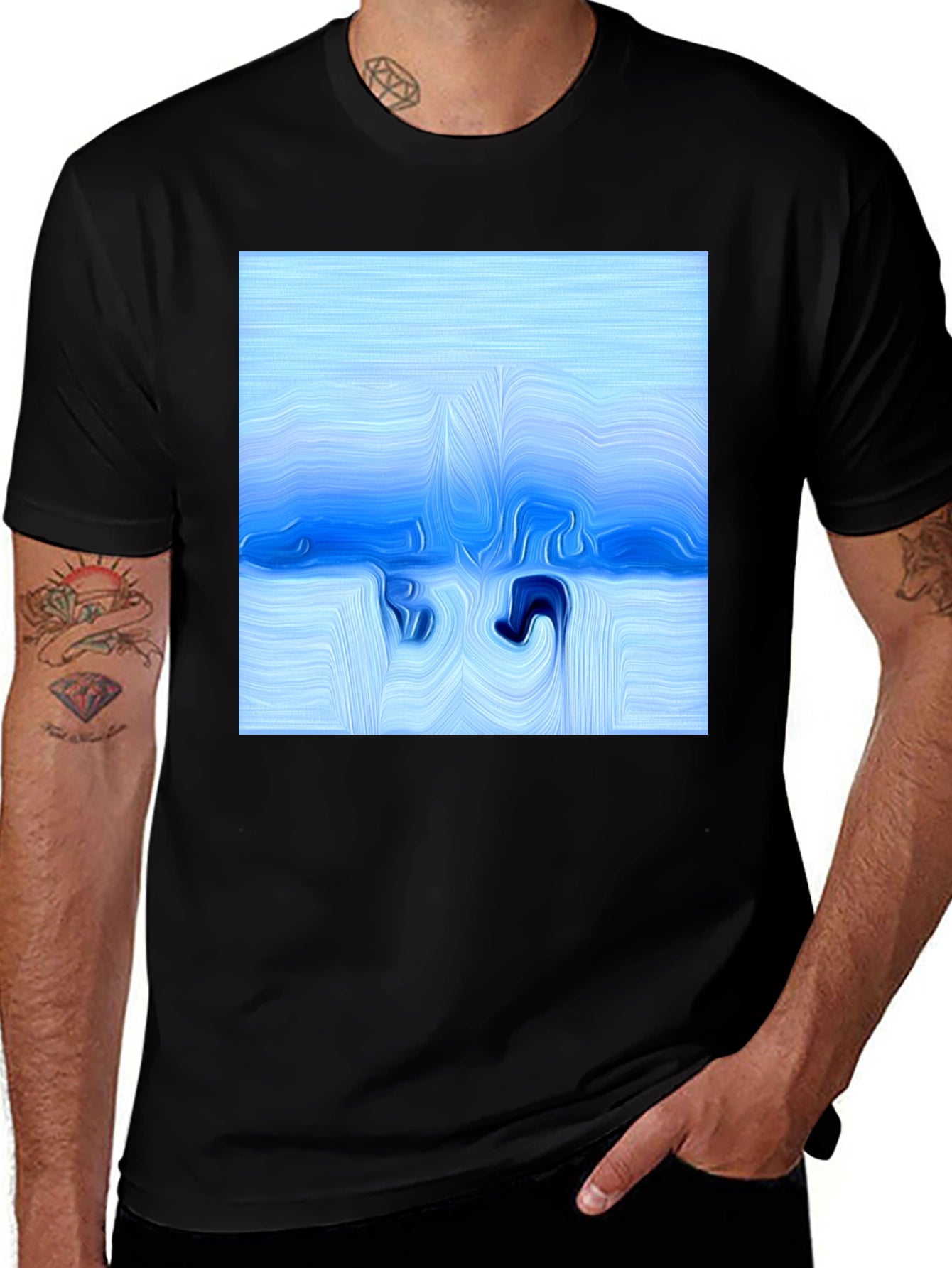 Abstract Blue Fluid Art T-Shirt