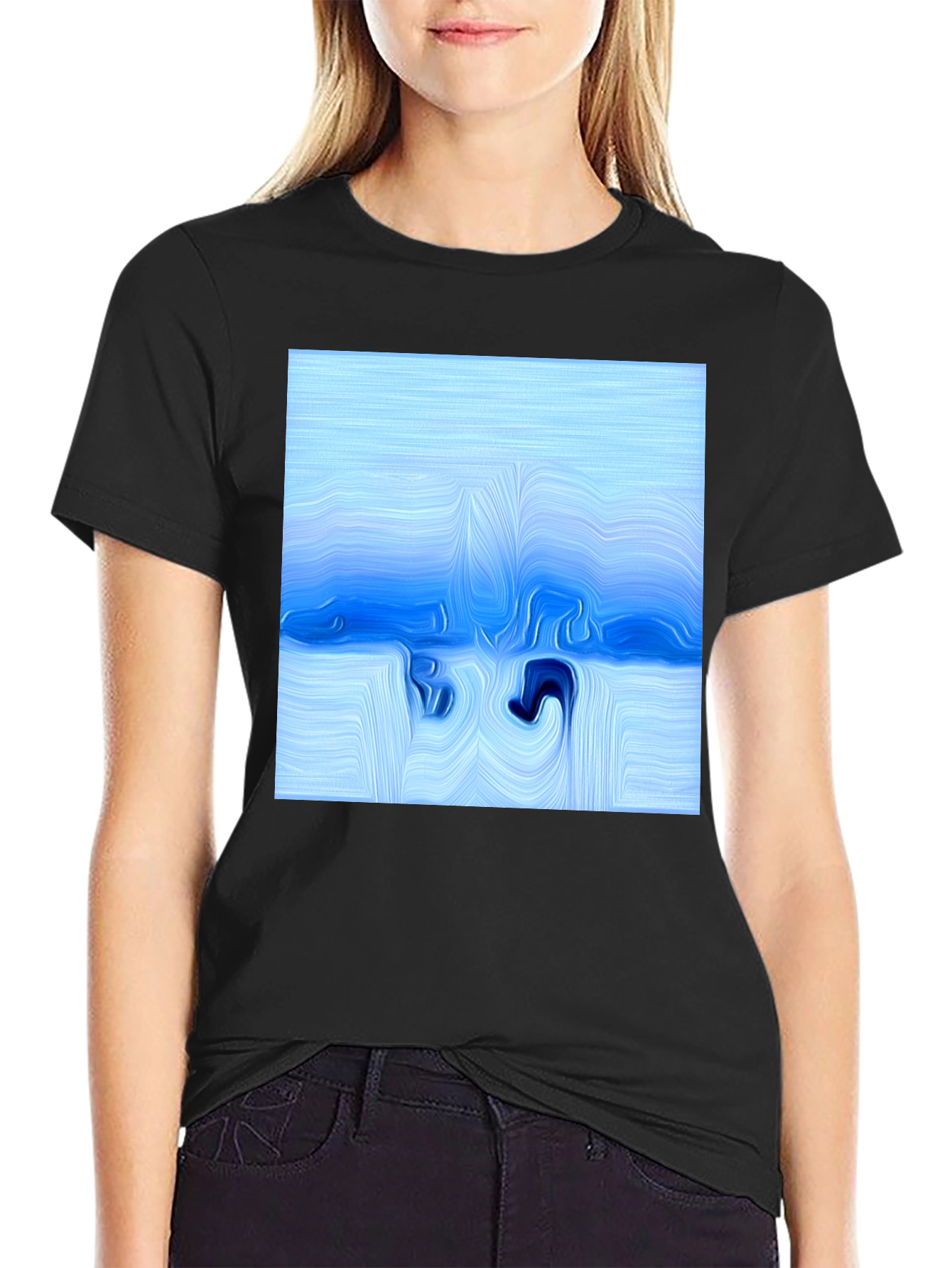 Abstract Blue Fluid Art T-Shirt