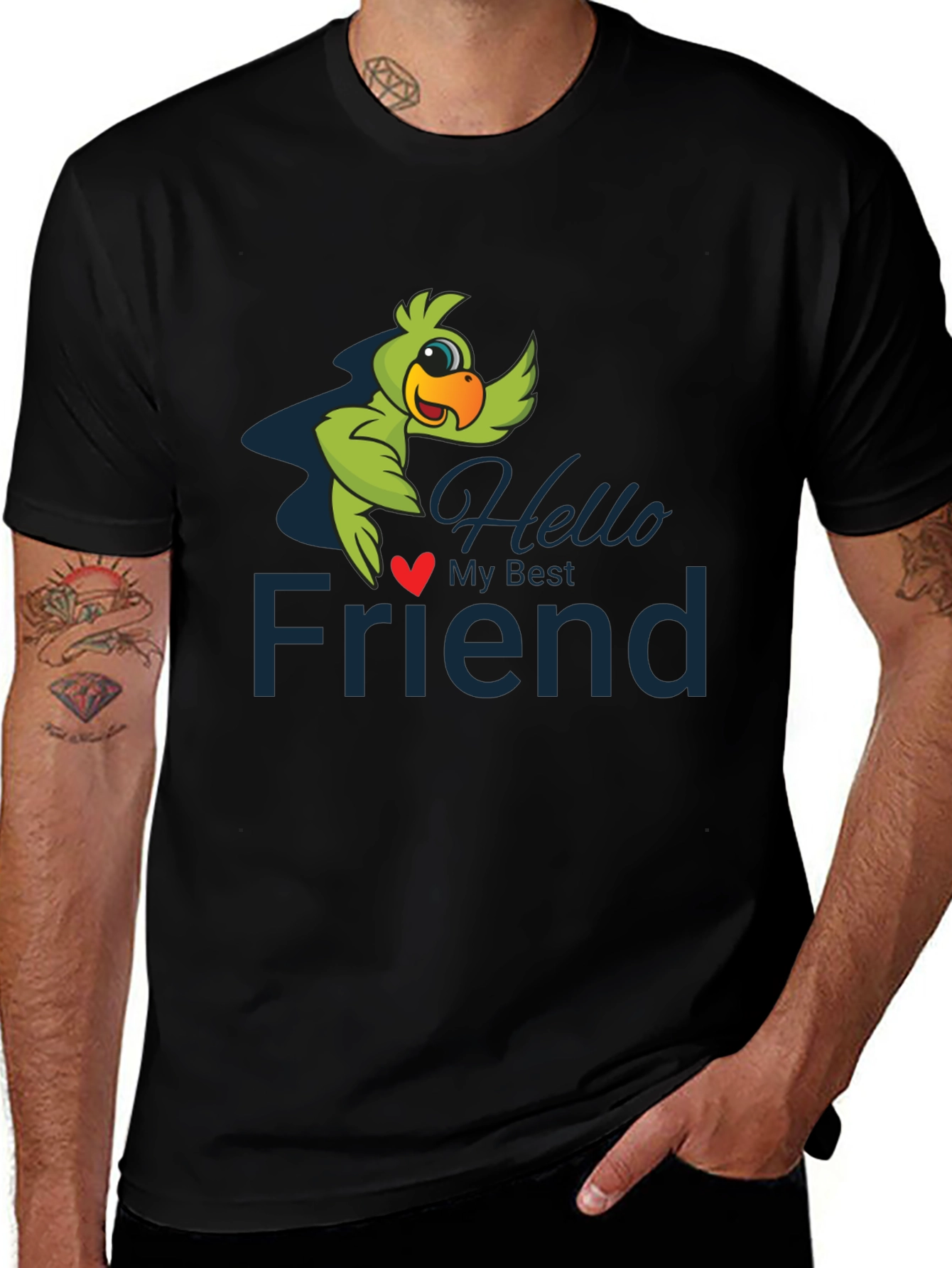 Hello My Best Friend T-Shirt Parrot Graphic Tee