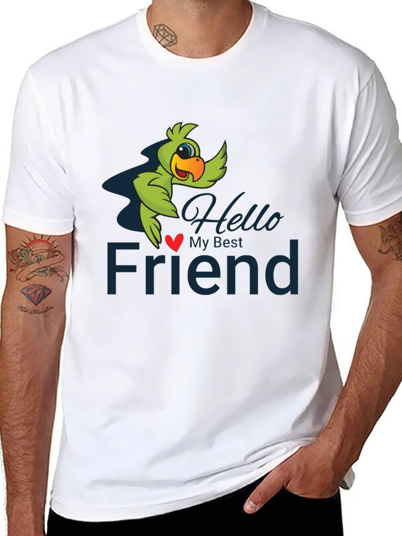 Hello My Best Friend T-Shirt Parrot Graphic Tee