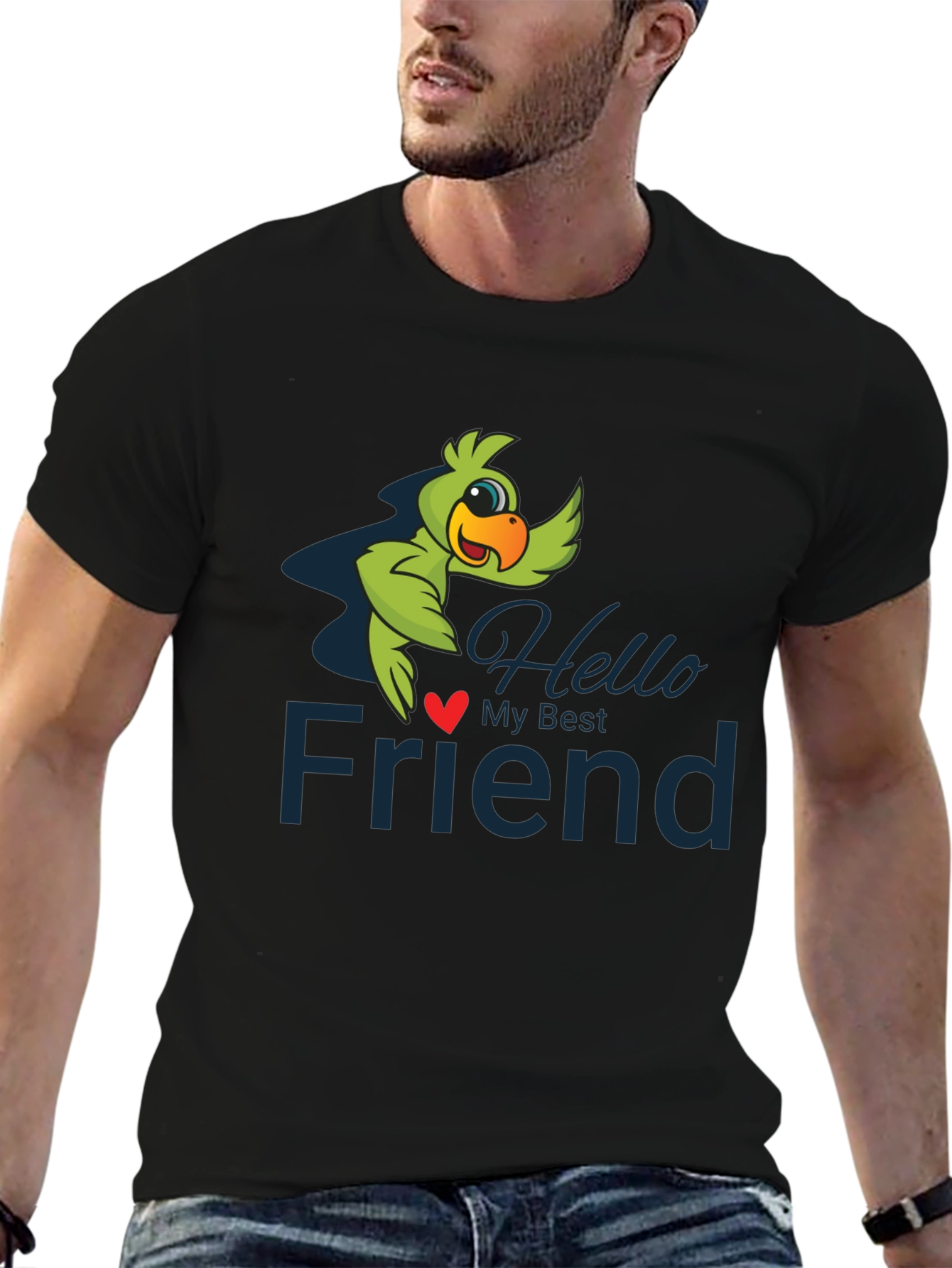 Hello My Best Friend T-Shirt Parrot Graphic Tee