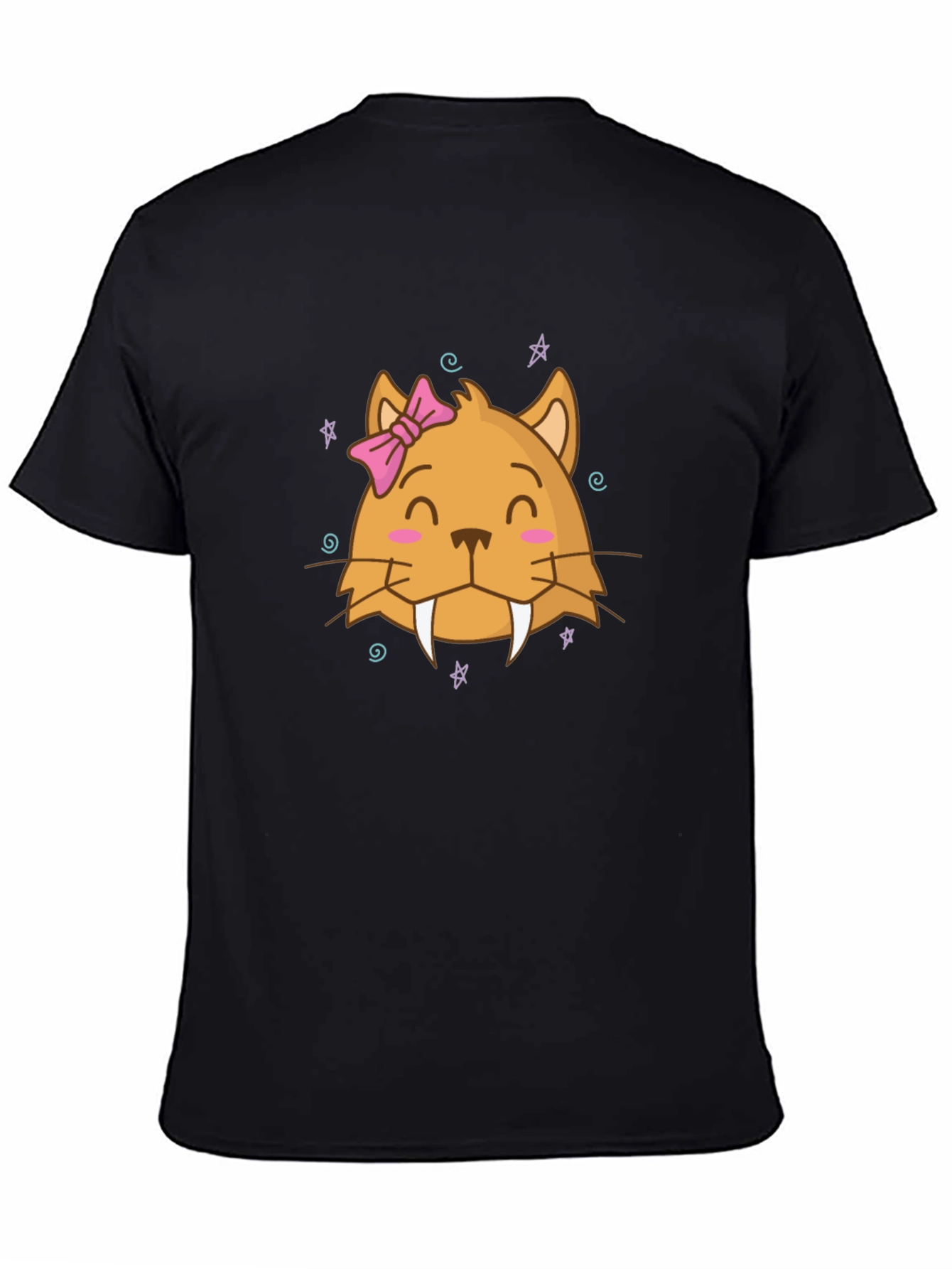 Cute Cartoon Cat T-Shirt - Black