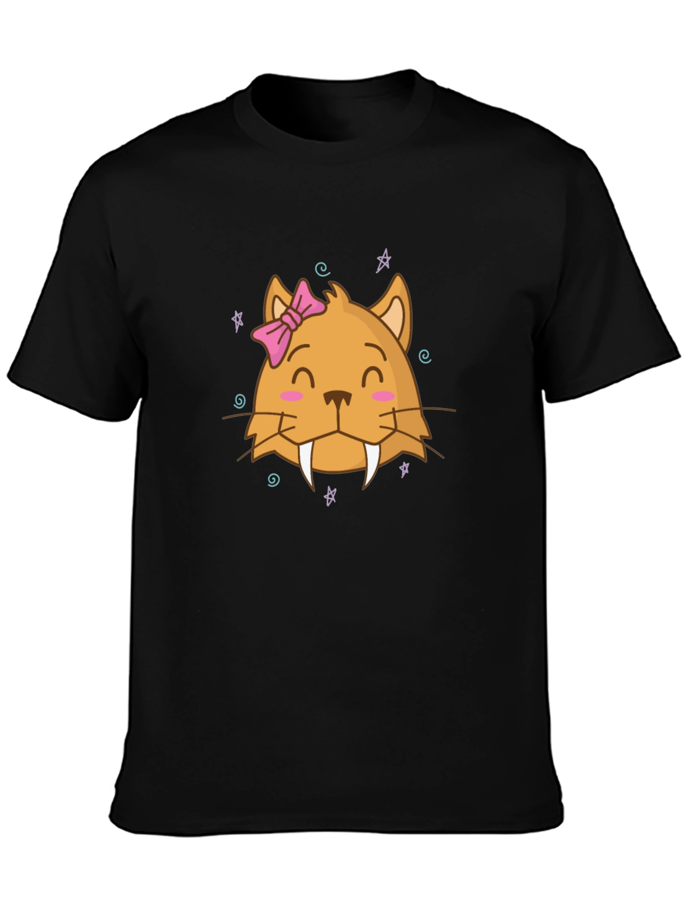 Cute Cartoon Cat T-Shirt - Black
