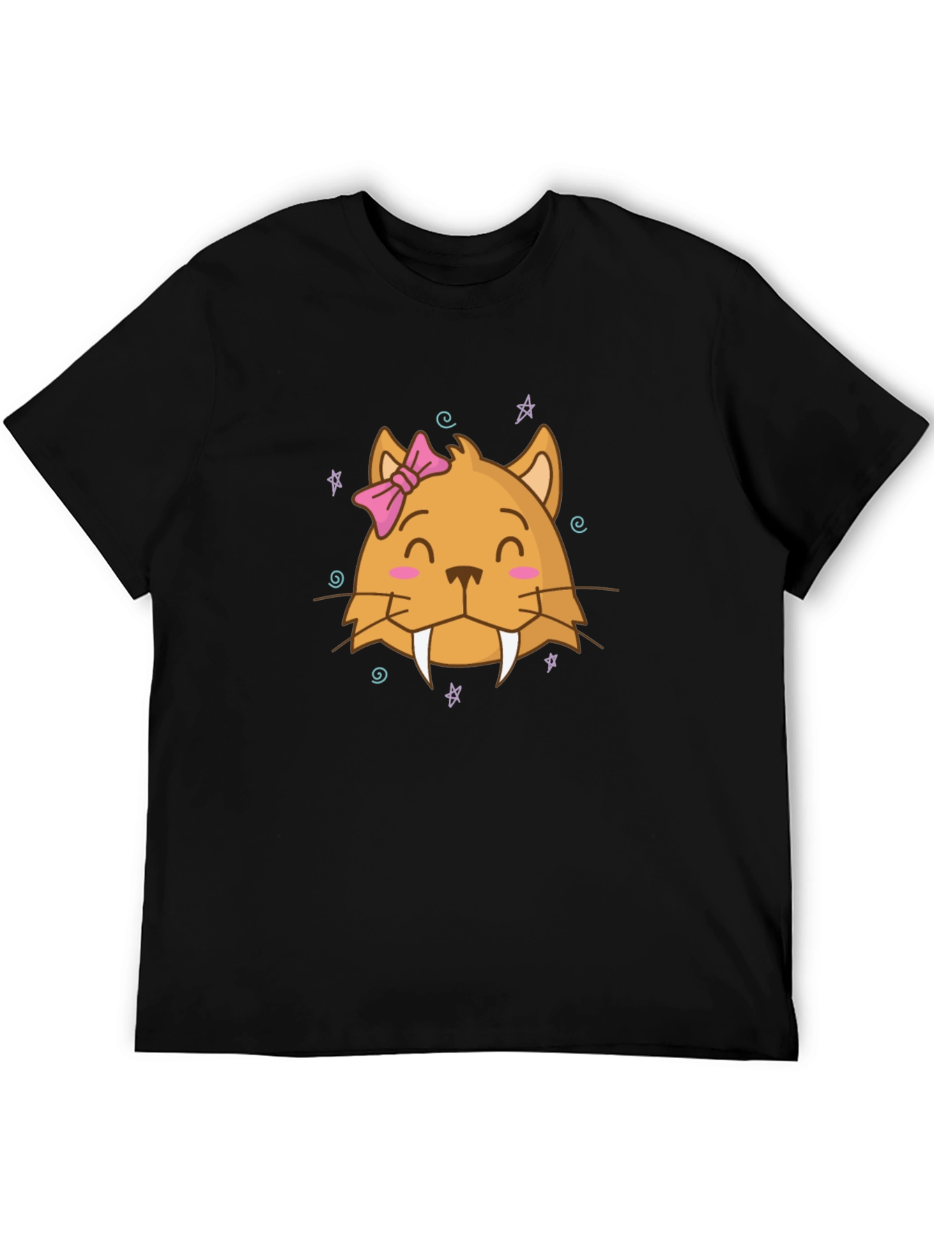 Cute Cartoon Cat T-Shirt - Black