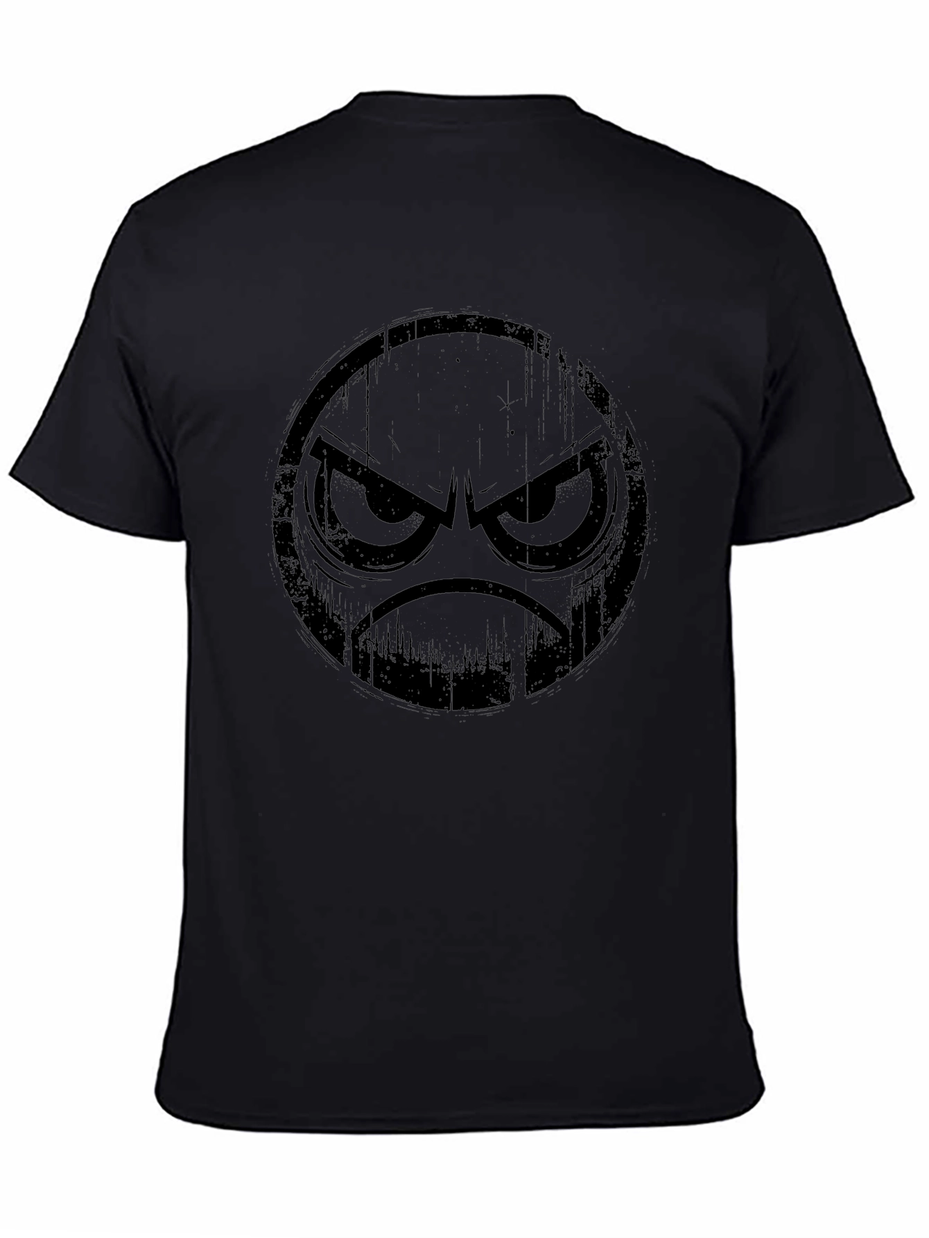 Grumpy Face Graphic Black T-Shirt