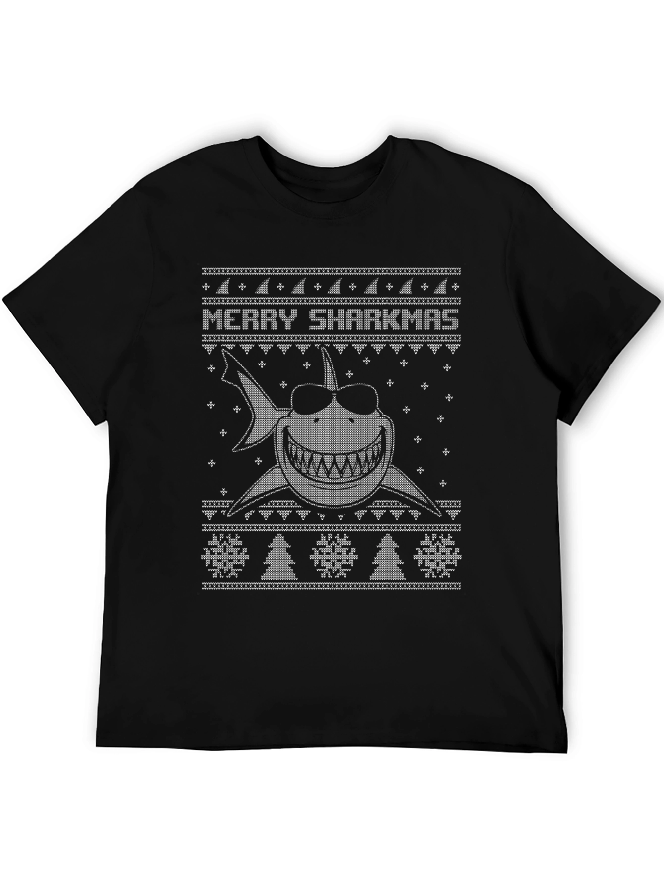 Merry Sharkmas Ugly Christmas Sweater Style T-Shirt