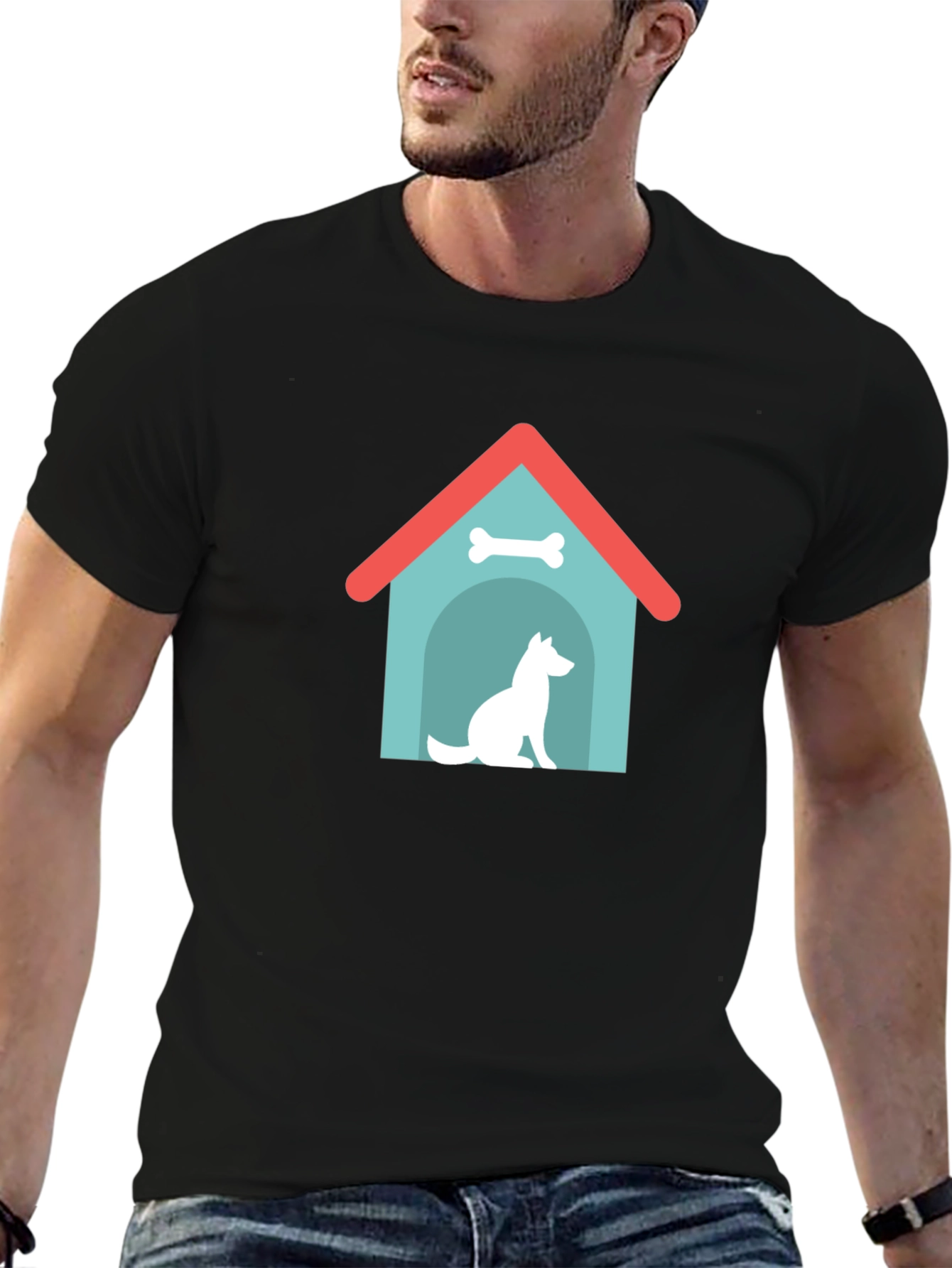 Dog House Graphic Tee - Black Cotton Shirt