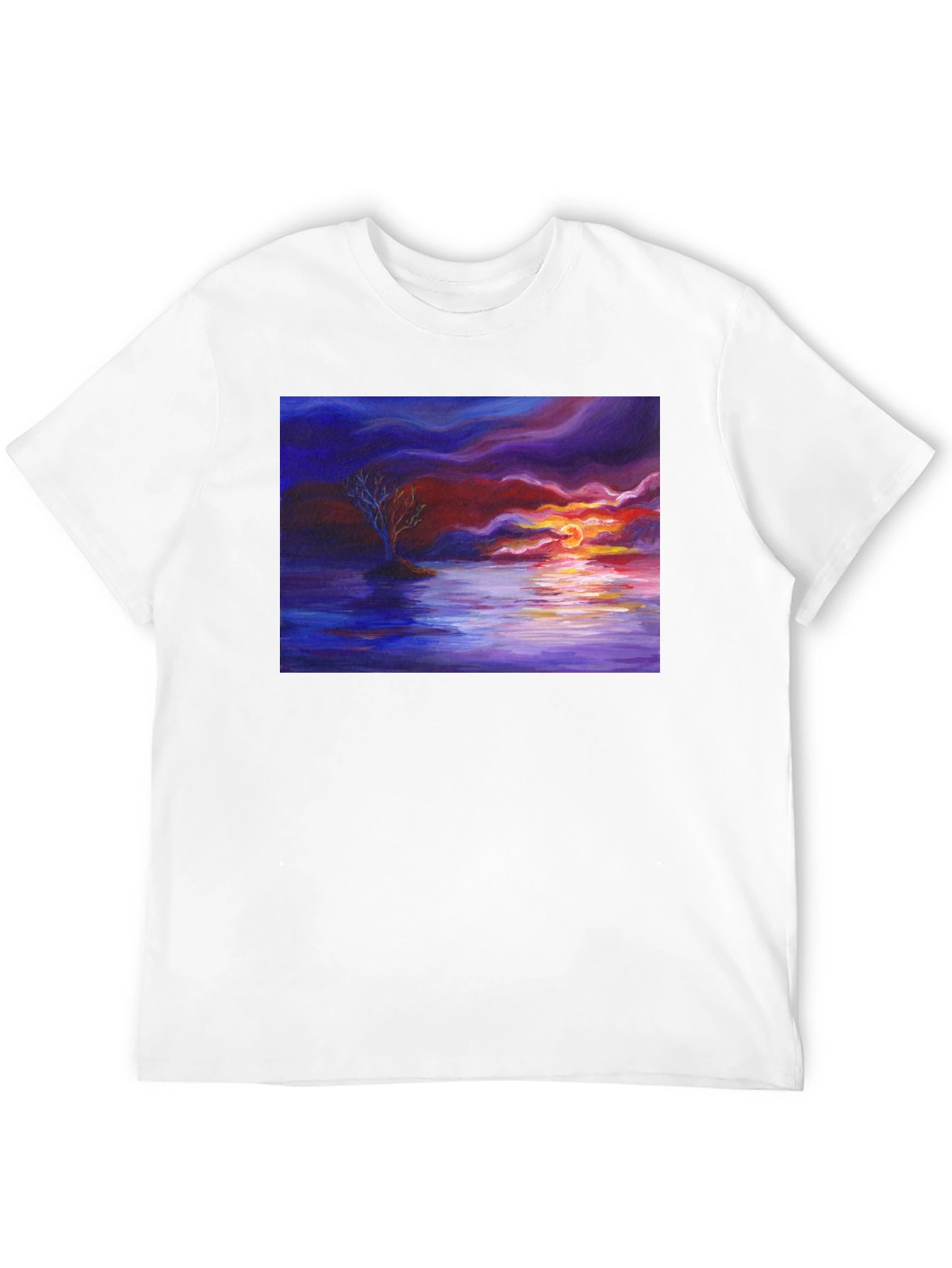Sunset Seascape Graphic Tee - Artistic Black T-Shirt