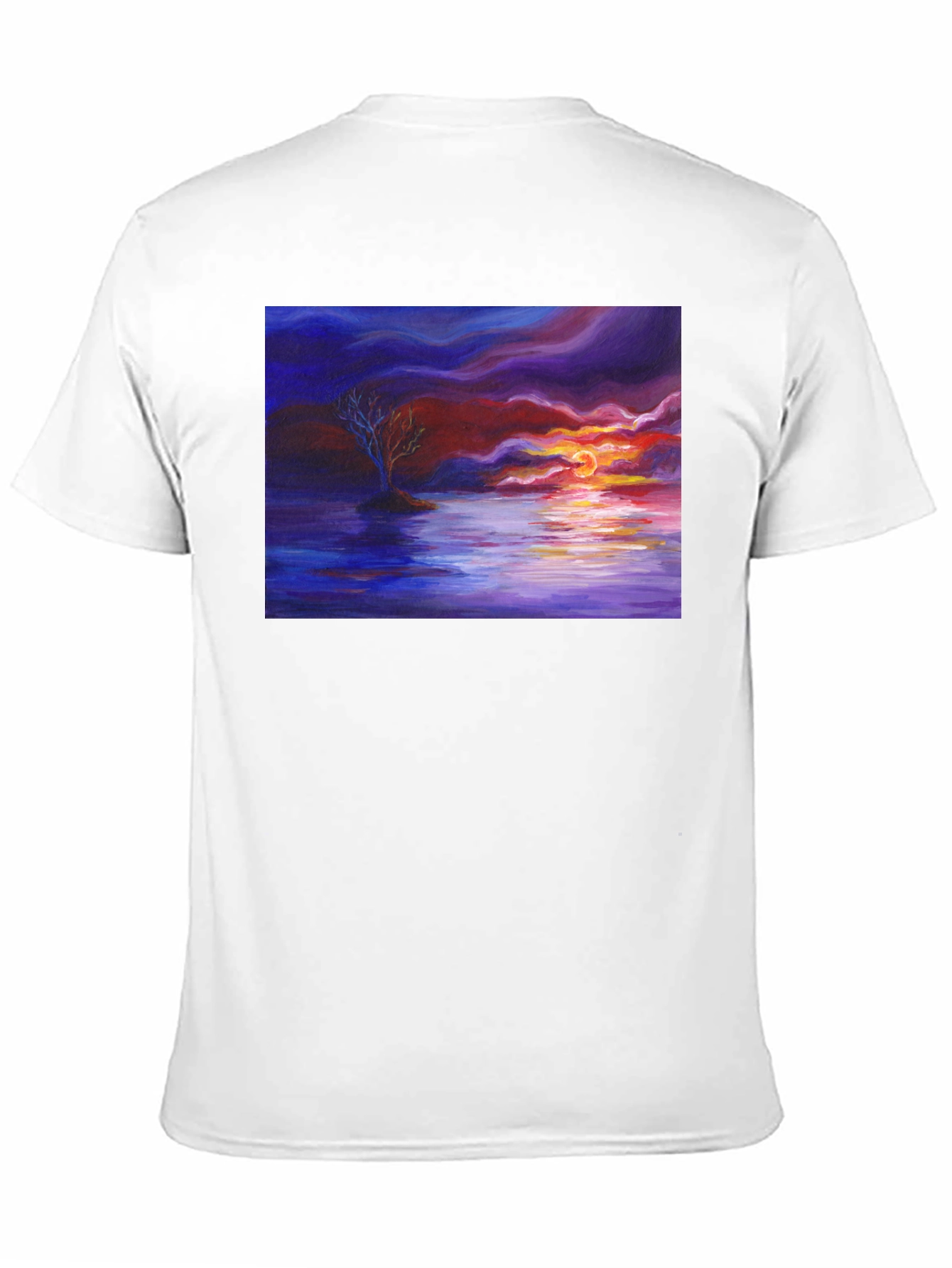 Sunset Seascape Graphic Tee - Artistic Black T-Shirt